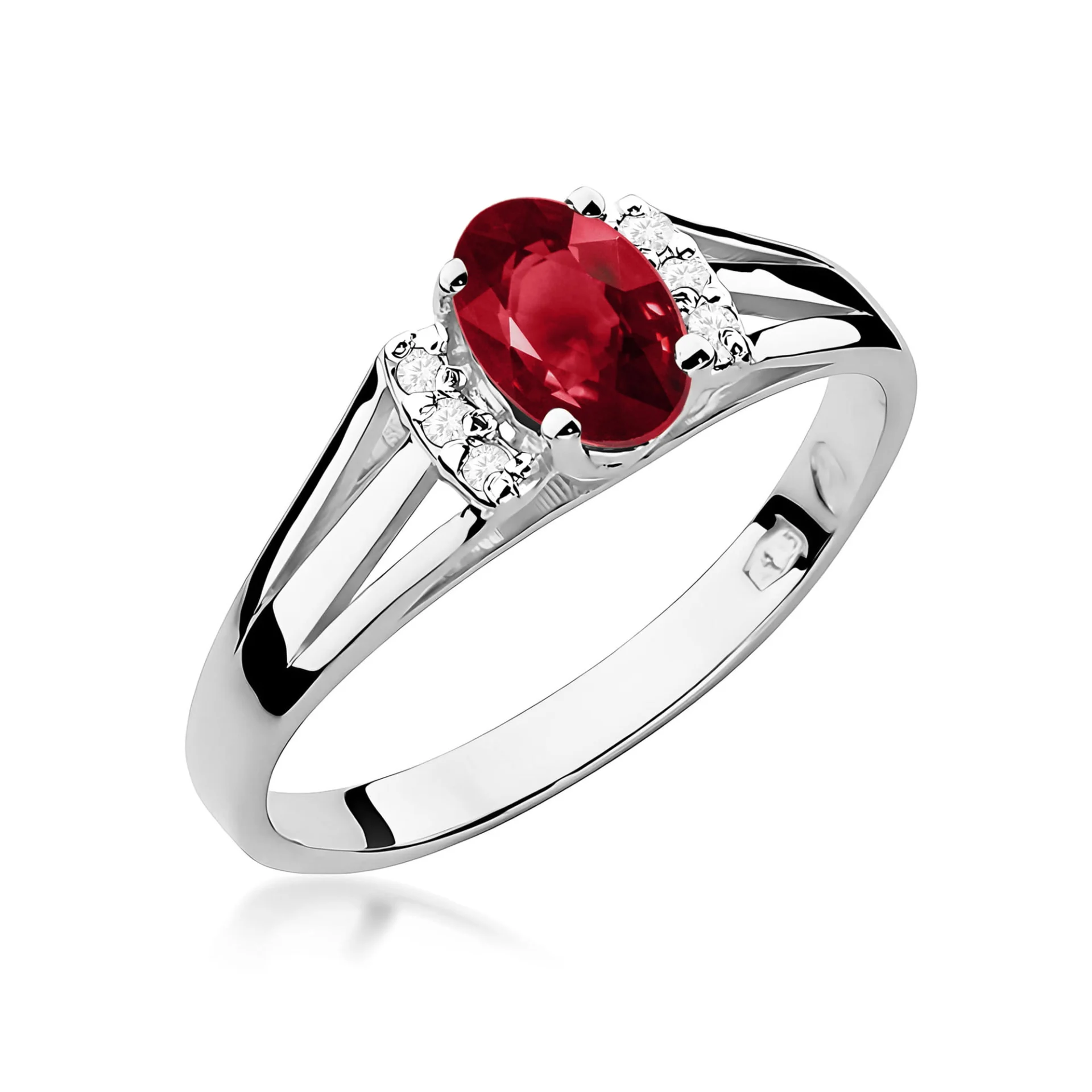 Pierścionek W0005 - Złoto Białe, 585, Granat