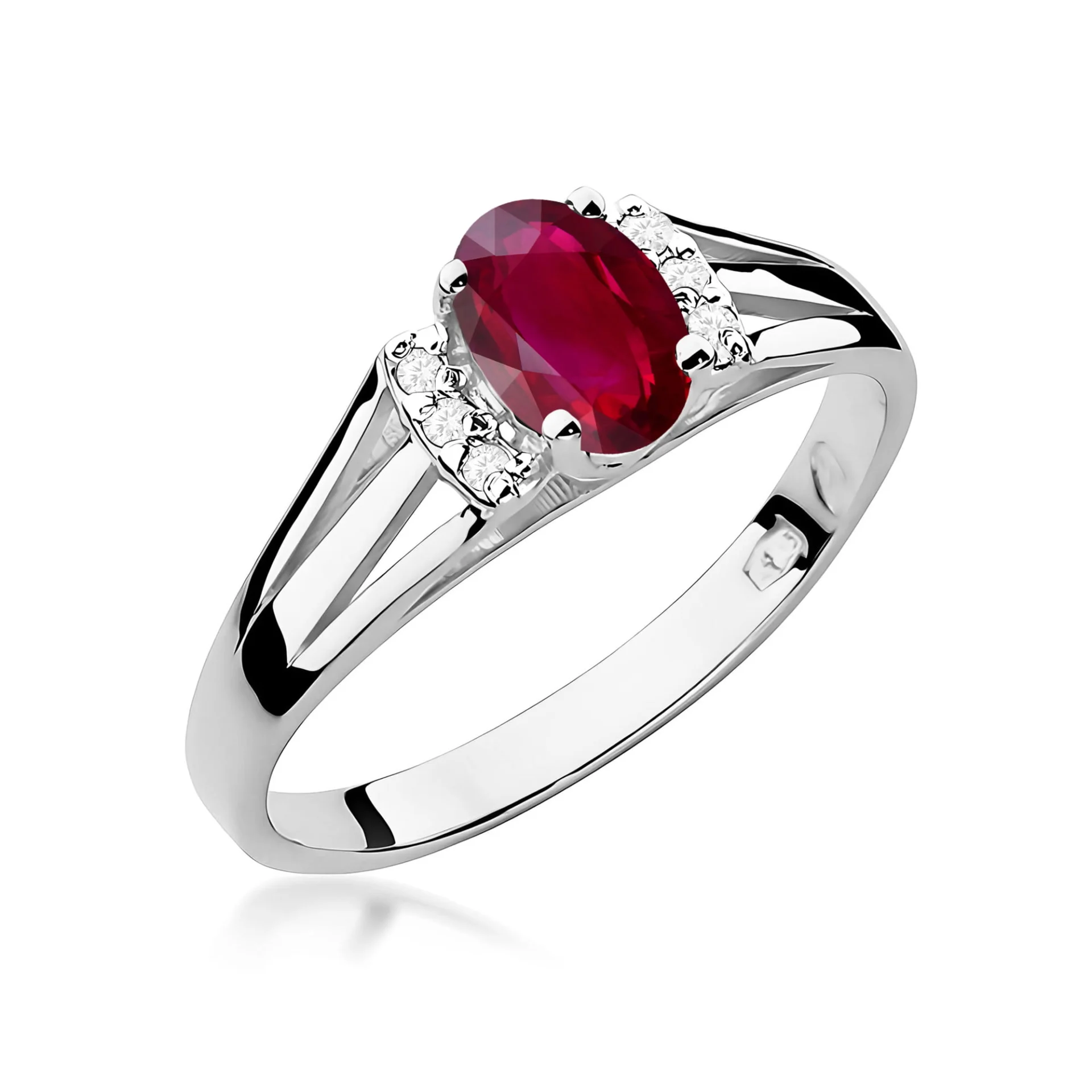 Pierścionek W0005 - Złoto Białe, 585, Rubin