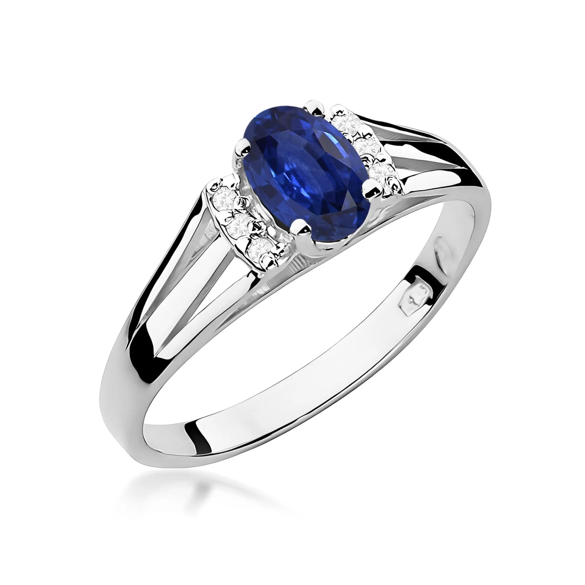 Pierścionek W0005 - Złoto Białe, 585, Szafir