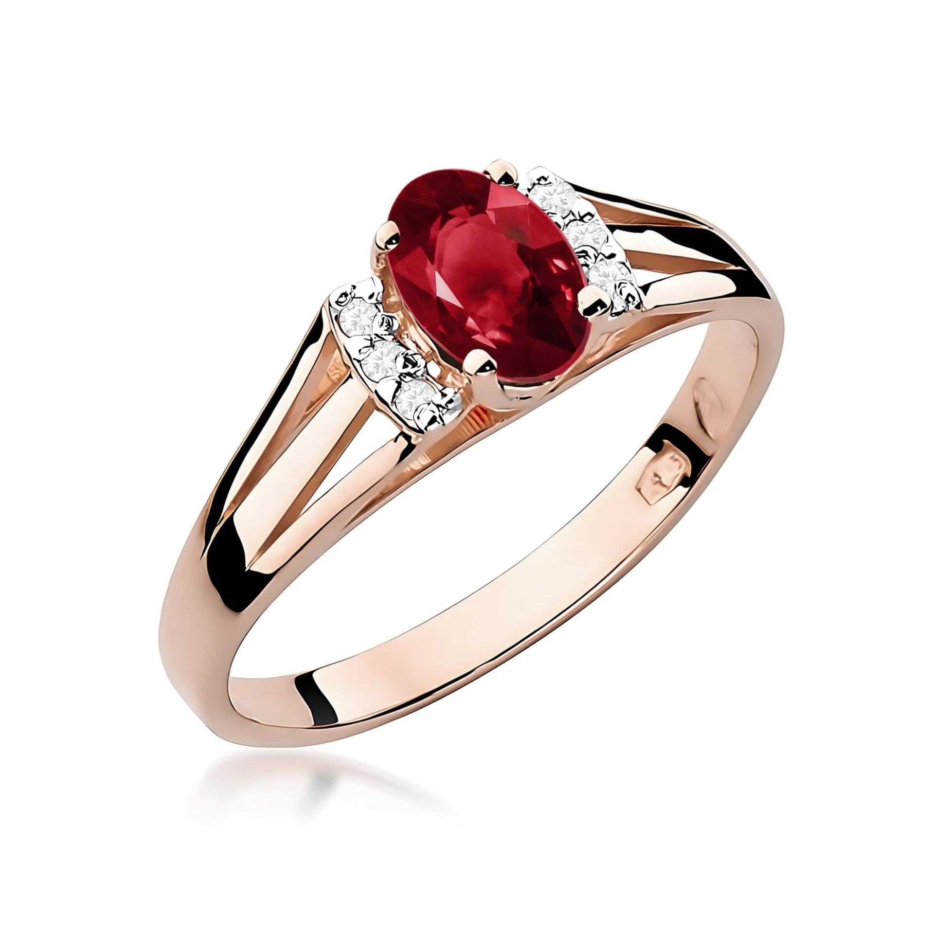 Pierścionek W0005 - Złoto Różowe, 585, Granat