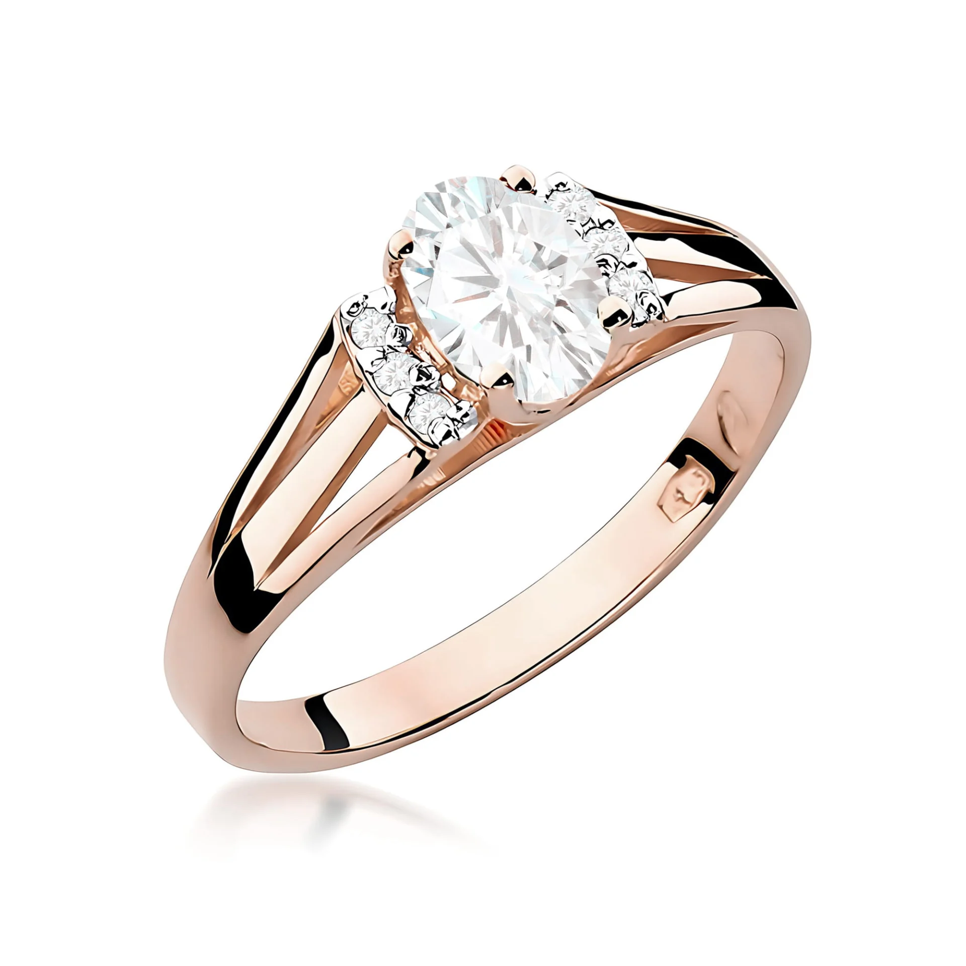 Pierścionek W0005 - Złoto Różowe, 585, Diament Laboratoryjny