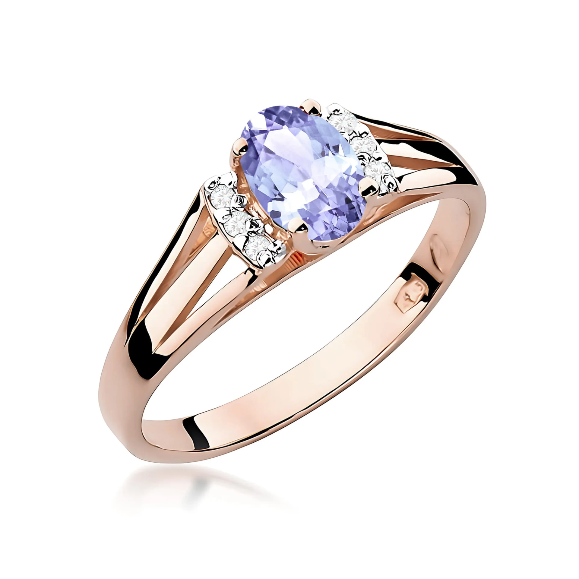 Pierścionek W0005 - Złoto Różowe, 585, Tanzanit