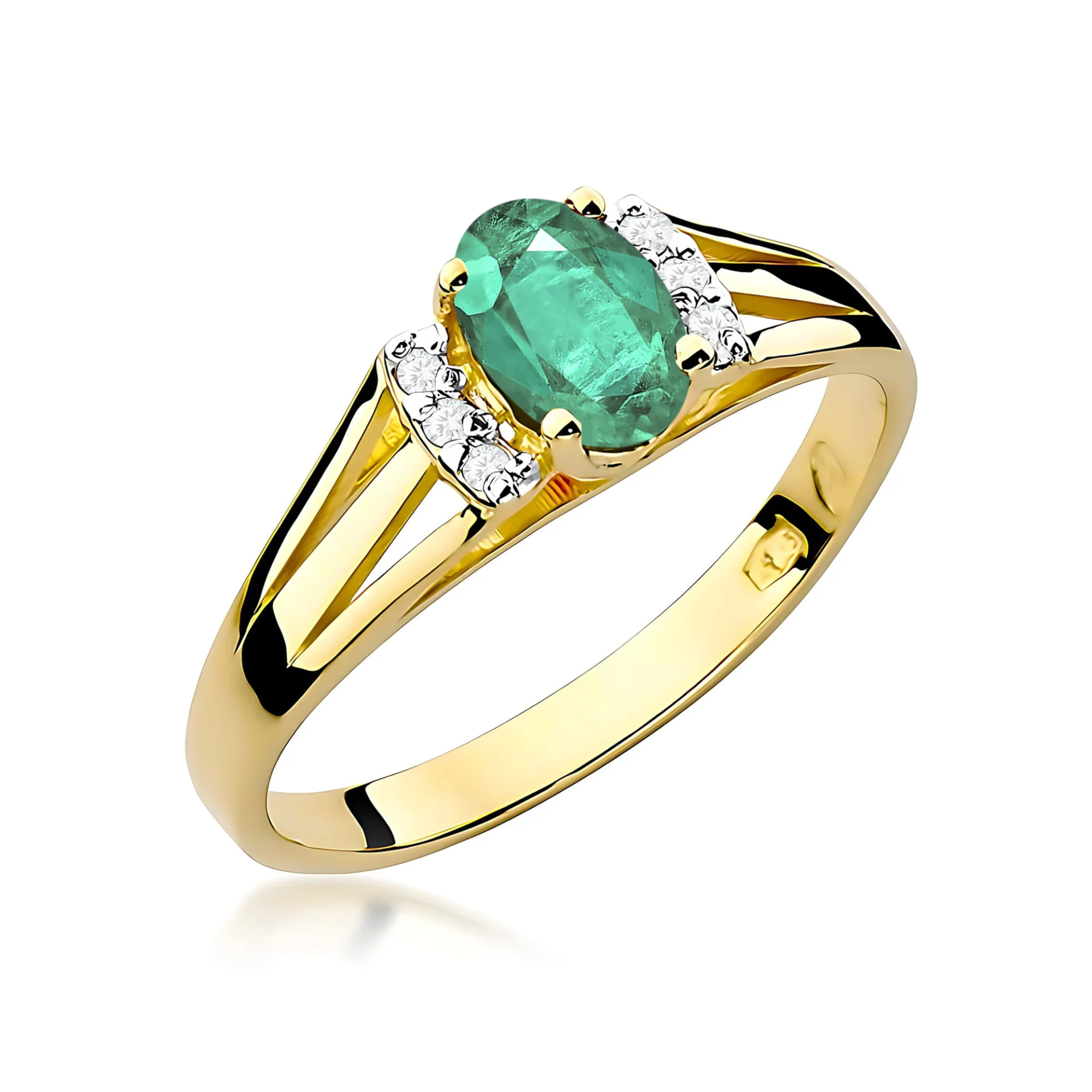 Pierścionek W0005 - Złoto Żółte, 585, Szmaragd