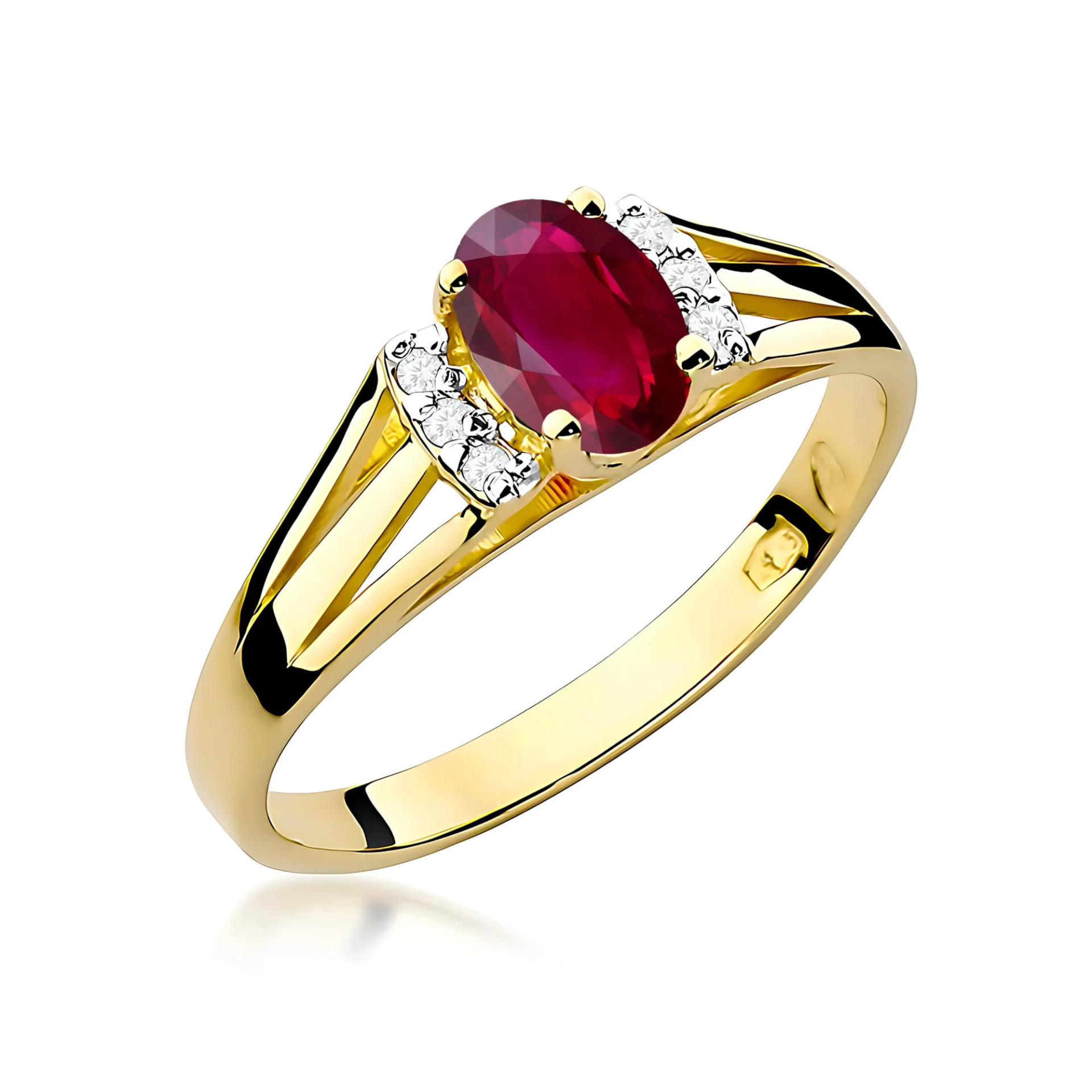 Pierścionek W0005 - Złoto Żółte, 585, Rubin