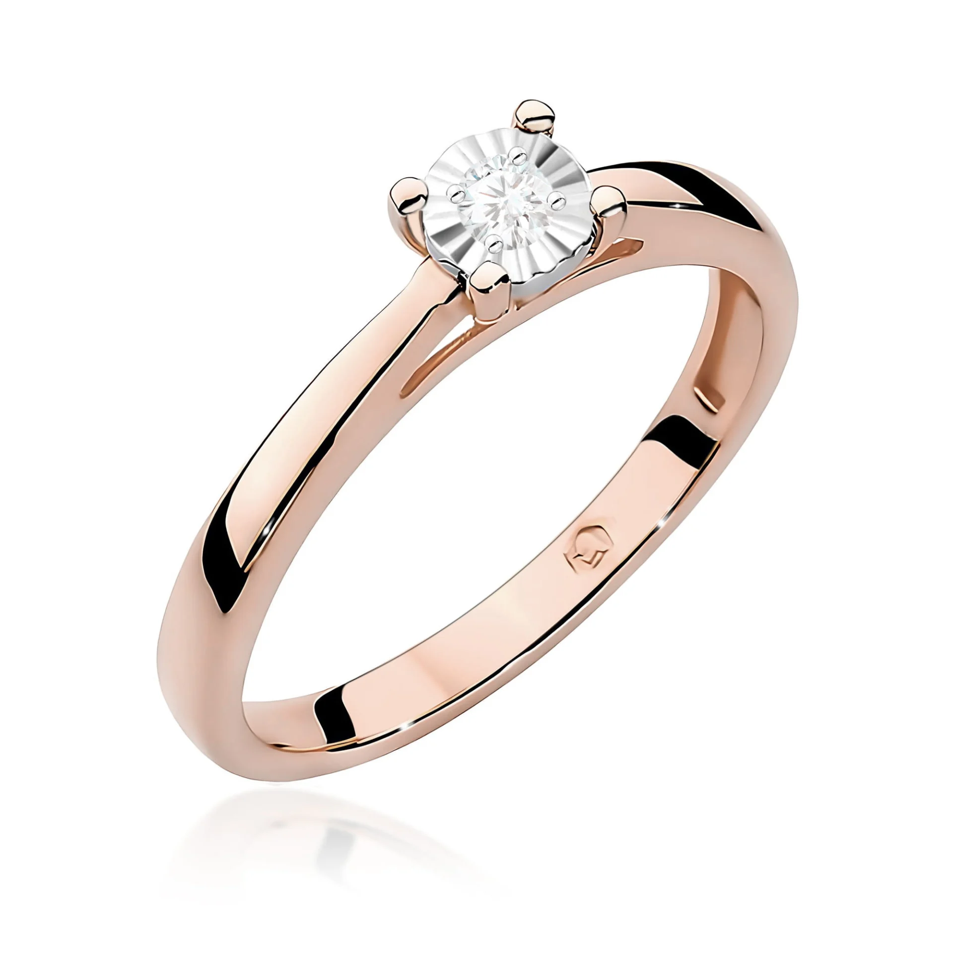 Pierścionek W0007 - Złoto Różowe, 585, Diament Laboratoryjny