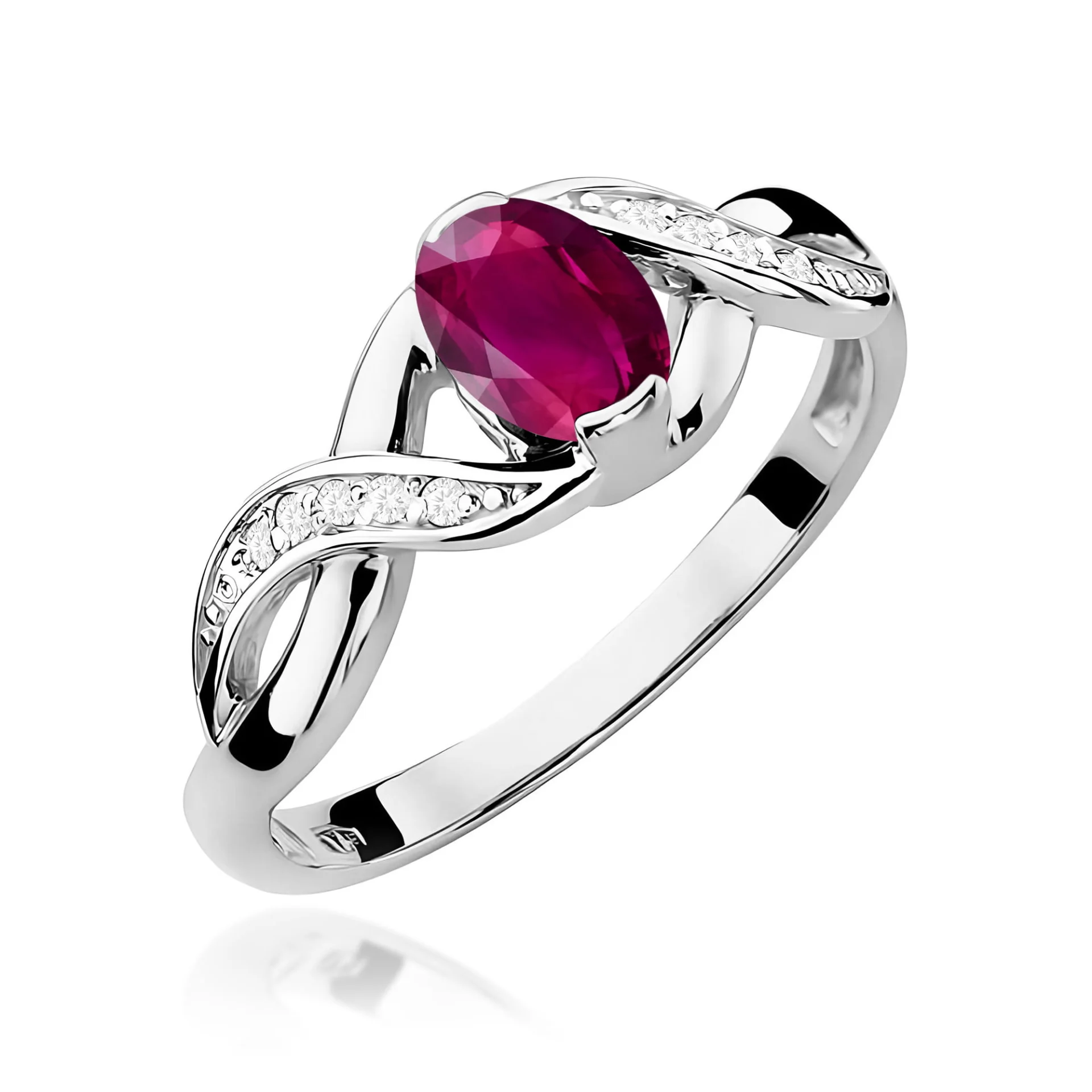 Pierścionek W0028 - Złoto Białe, 585, Rodolit