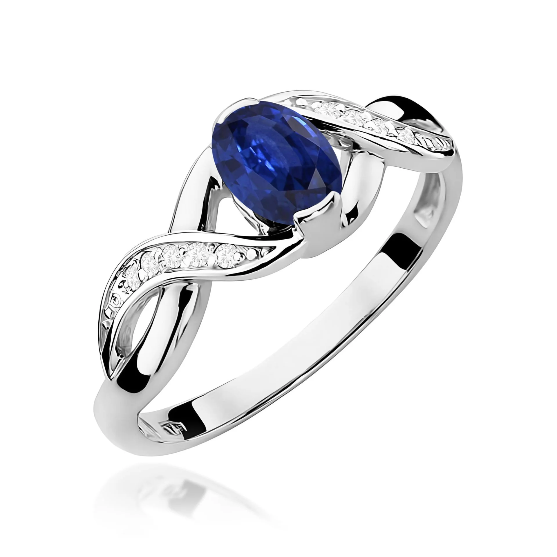 Pierścionek W0028 - Złoto Białe, 585, Szafir