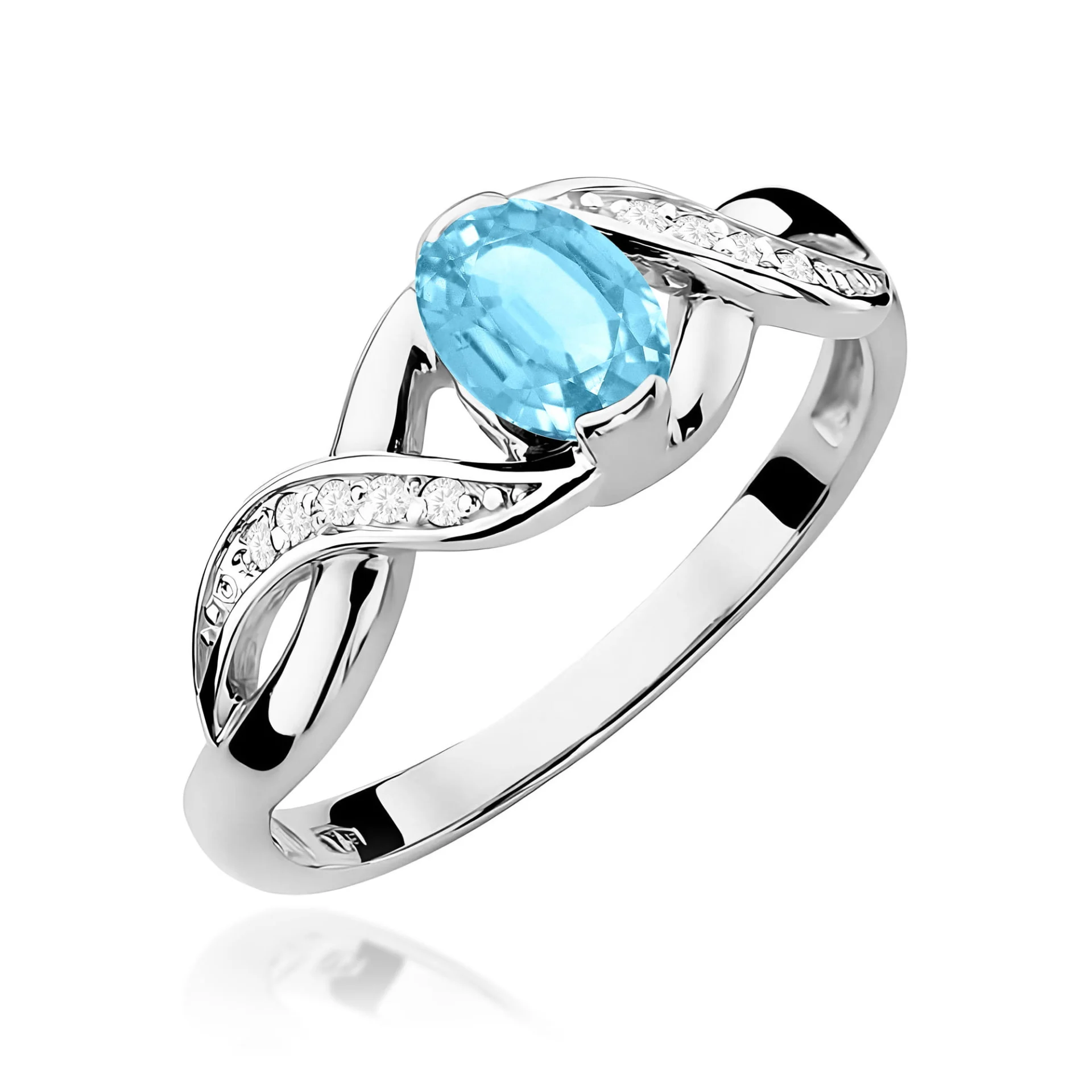 Pierścionek W0028 - Złoto Białe, 585, Topaz