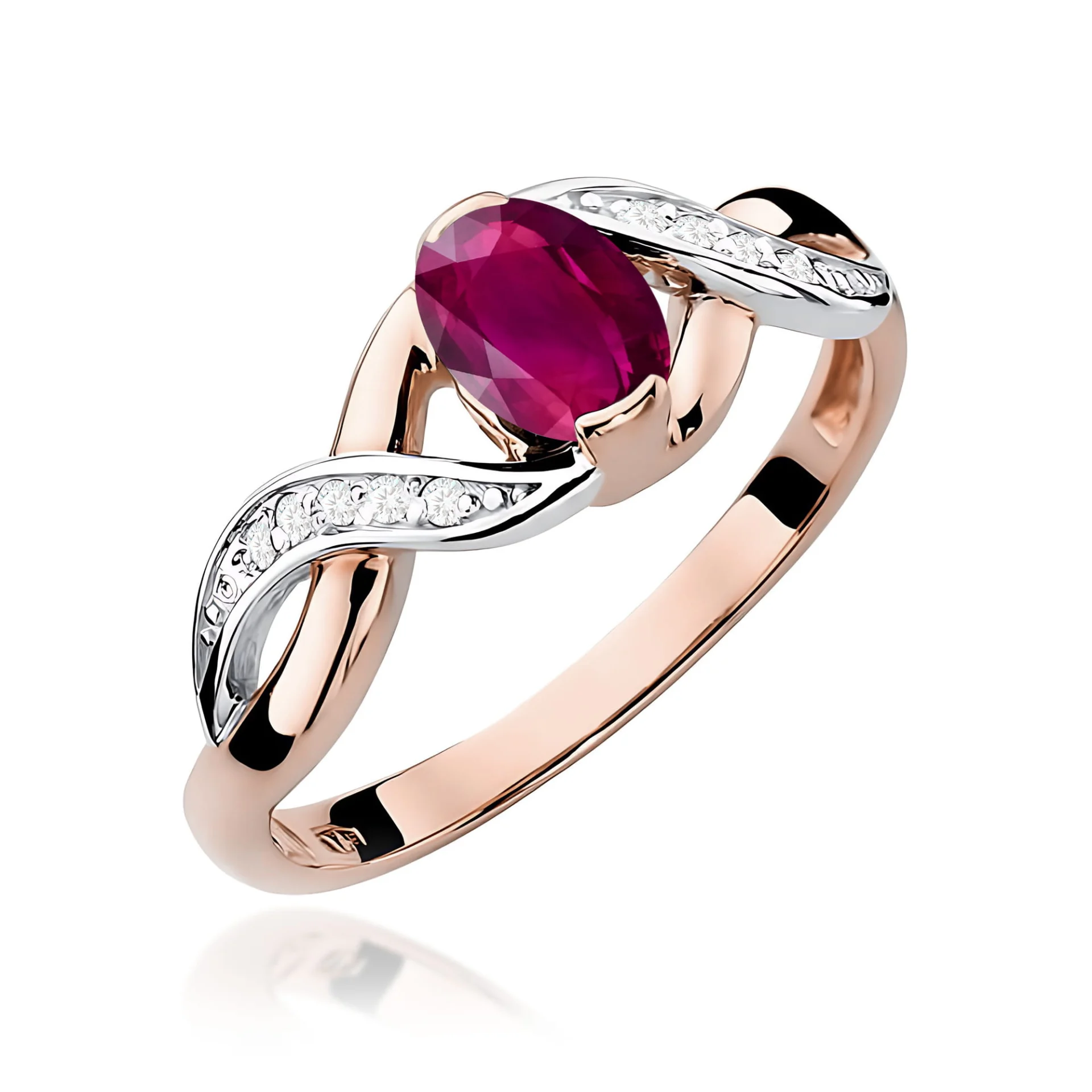 Pierścionek W0028 - Złoto Różowe, 585, Rodolit
