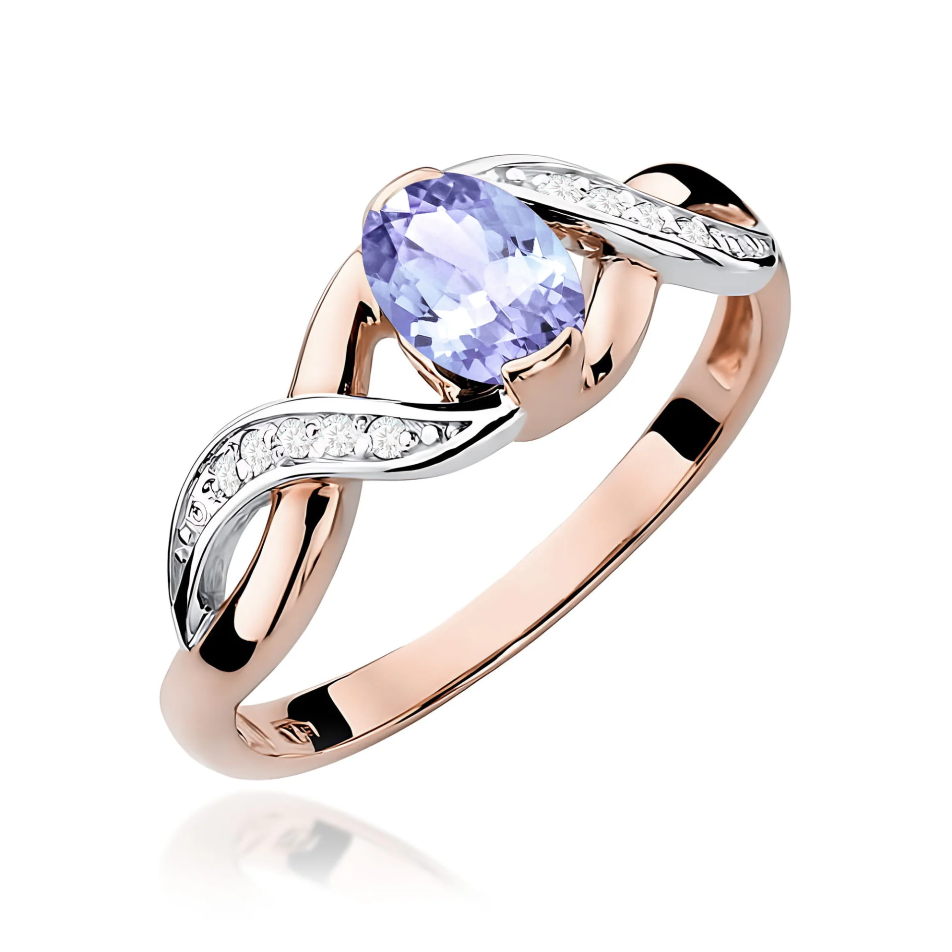 Pierścionek W0028 - Złoto Różowe, 585, Tanzanit