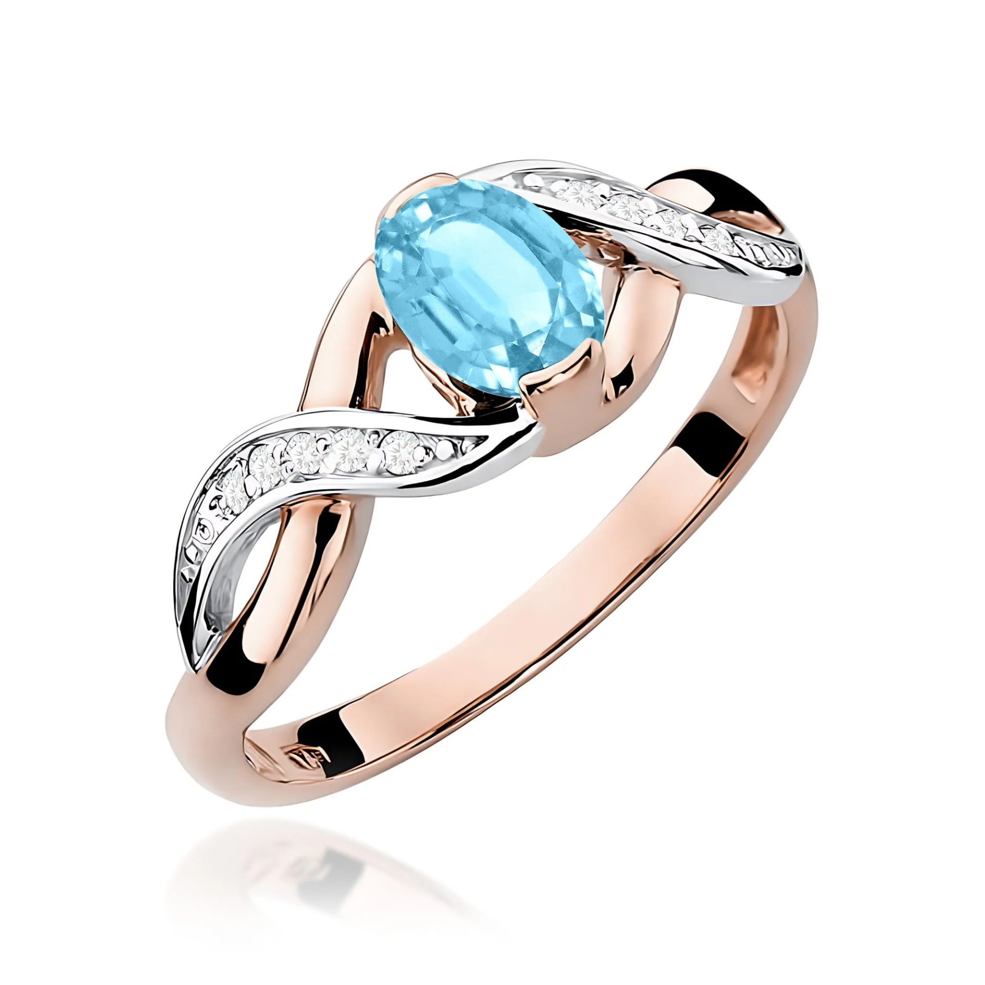 Pierścionek W0028 - Złoto Różowe, 585, Topaz