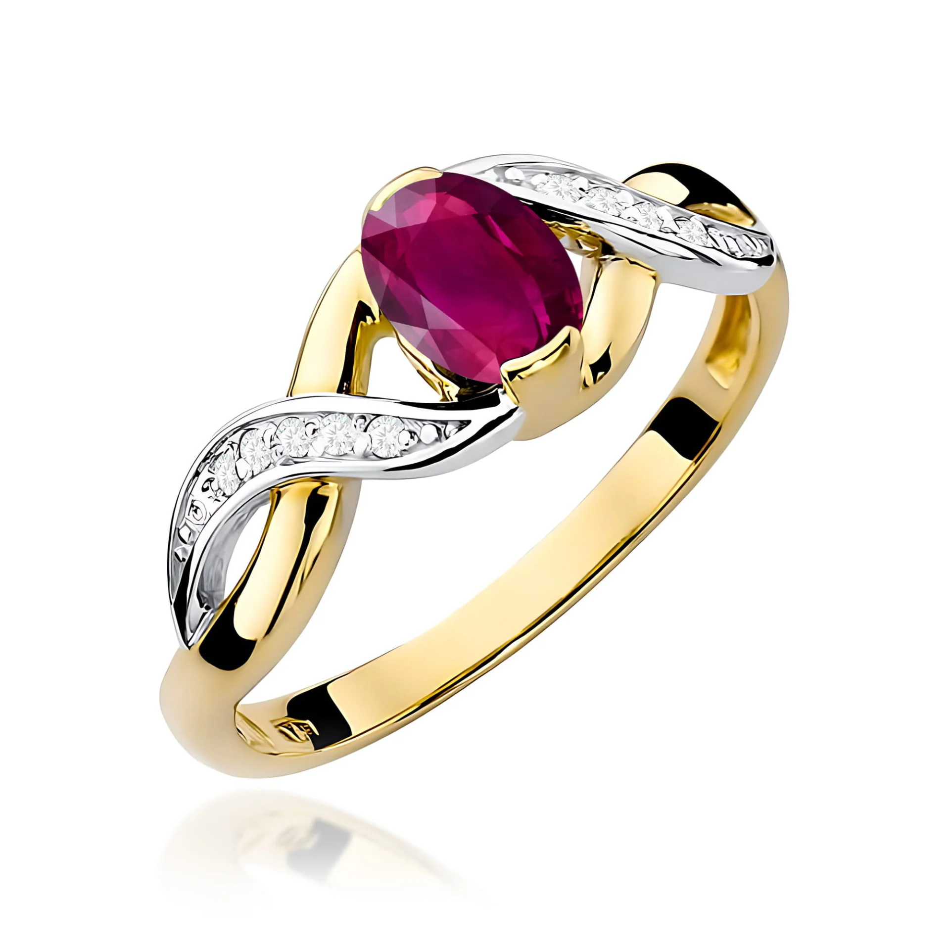 Pierścionek W0028 - Złoto Żółte, 585, Rodolit