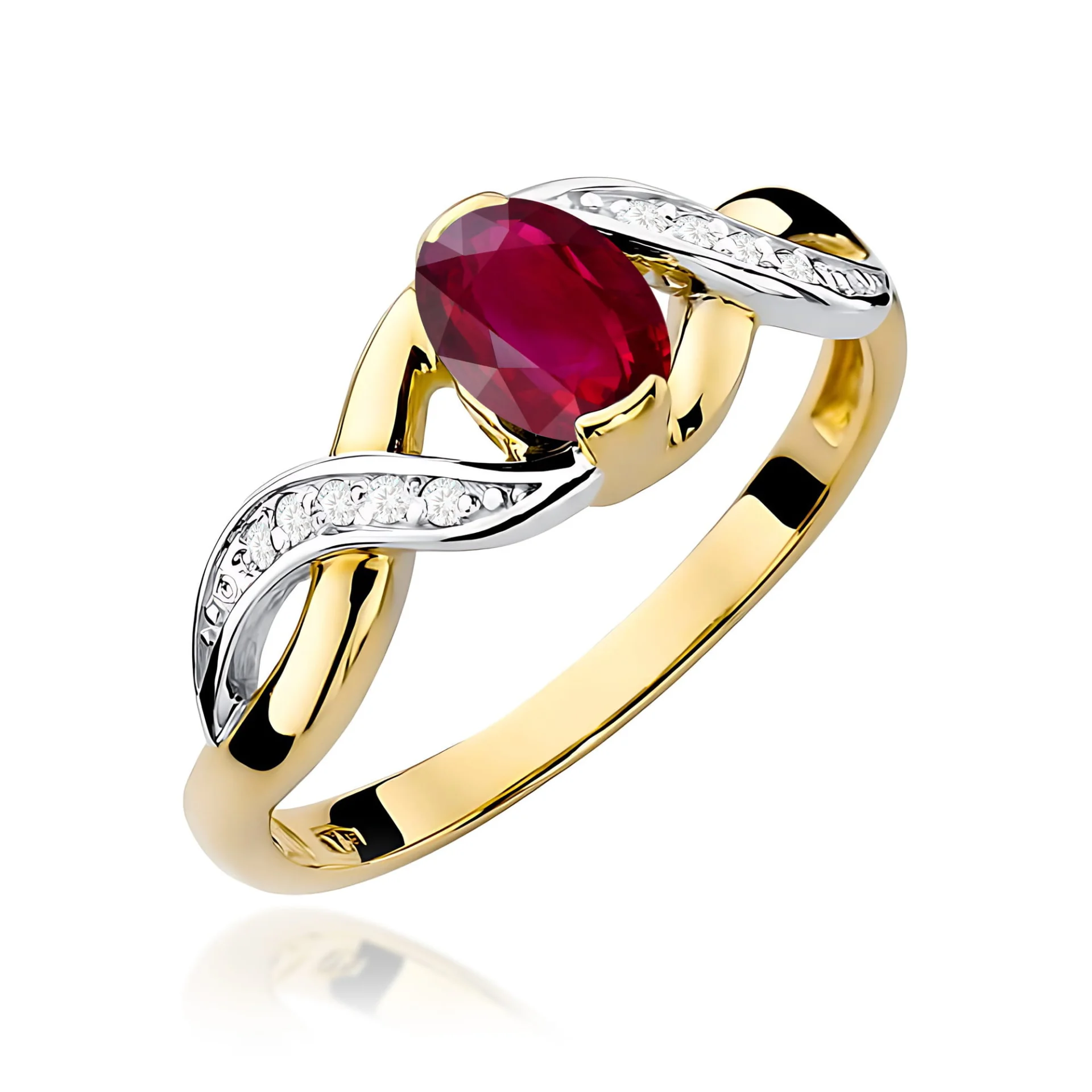 Pierścionek W0028 - Złoto Żółte, 585, Rubin