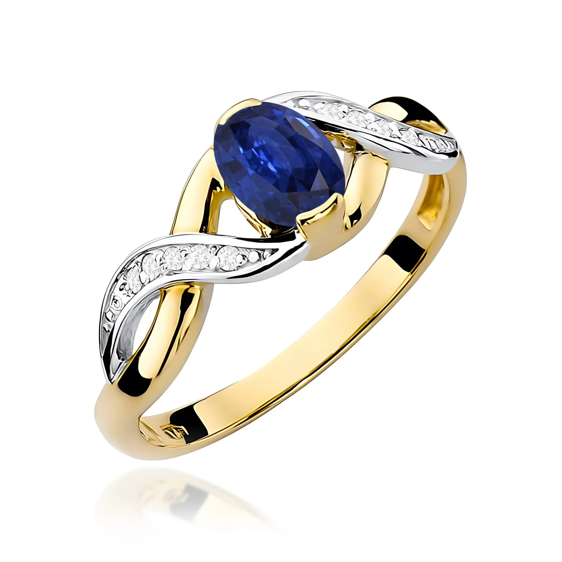 Pierścionek W0028 - Złoto Żółte, 585, Szafir