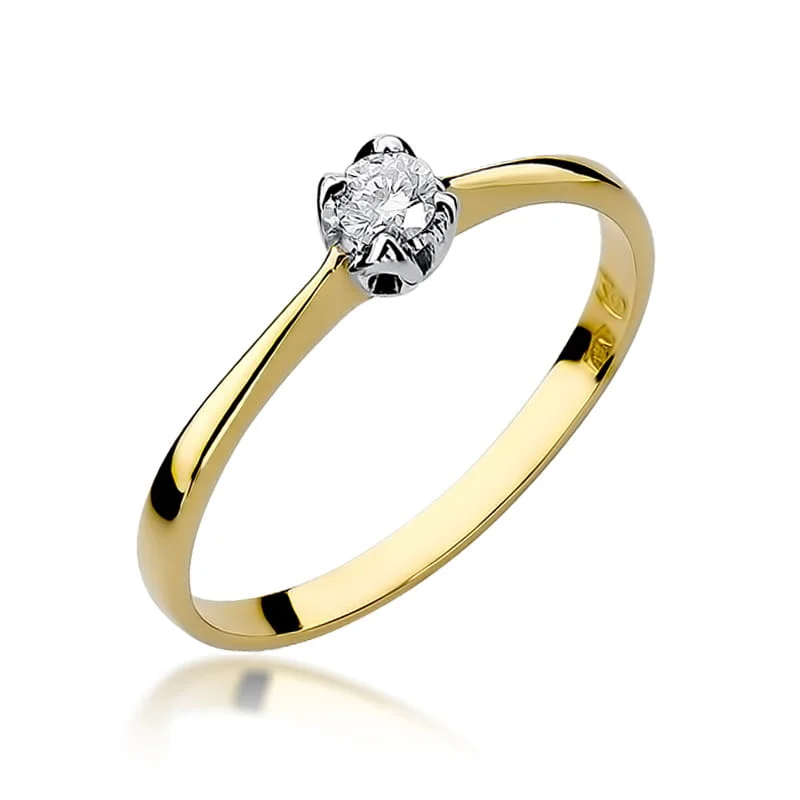 Pierścionek W0047 - Złoto Żółte, 585, Diament, 0.10ct