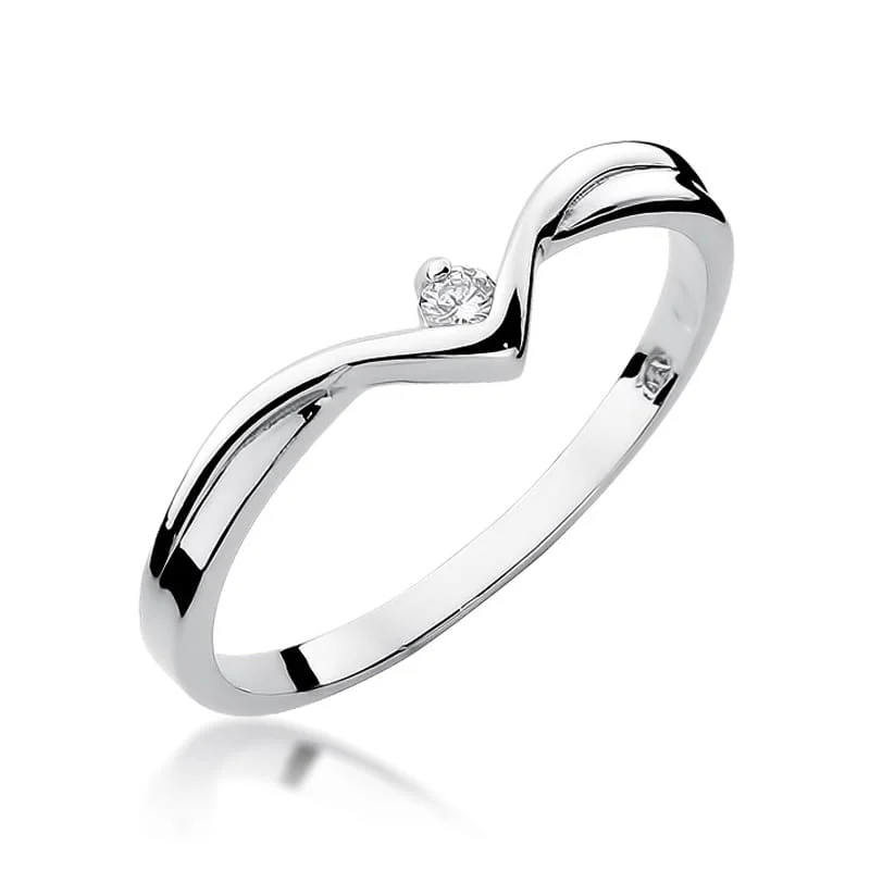 Pierścionek W0051 - Złoto Białe, 585, Diament
