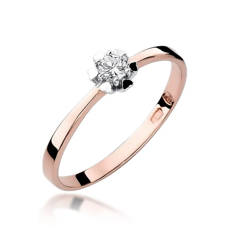 Pierścionek W0053 - Złoto Różowe, 585, Diament