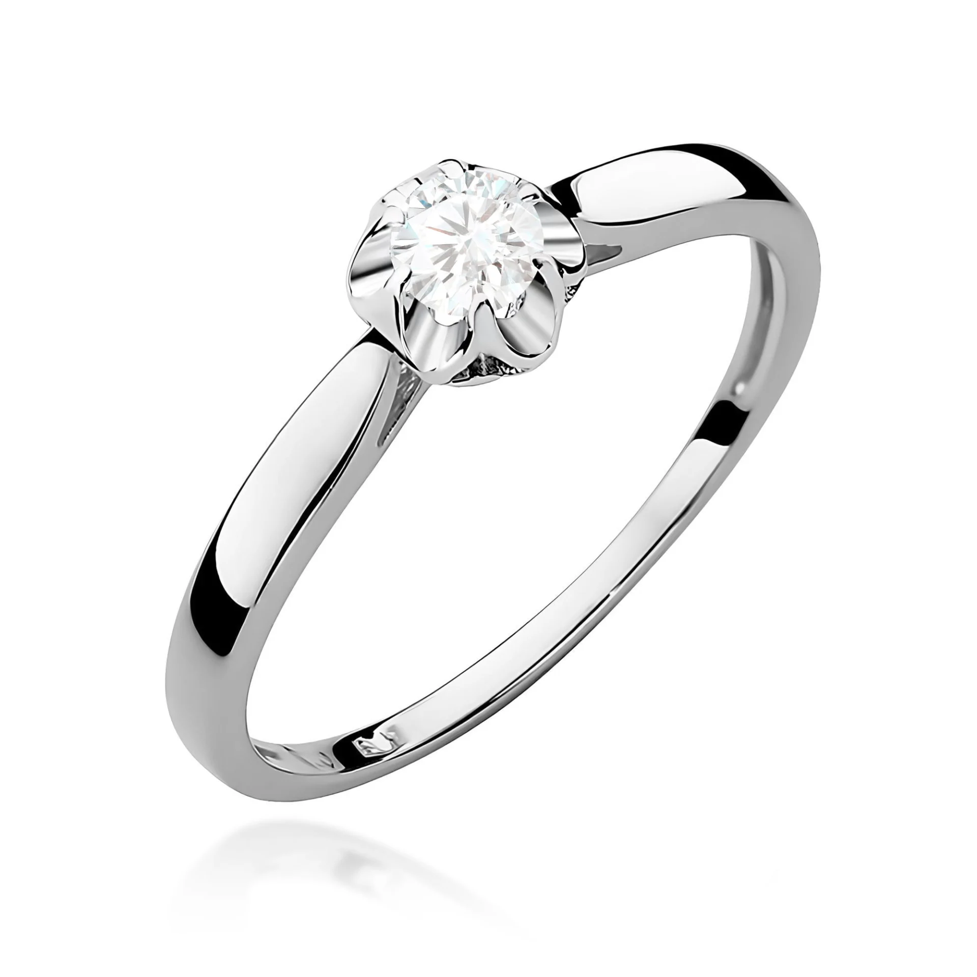 Pierścionek W0062 - Złoto Białe, 585, Diament