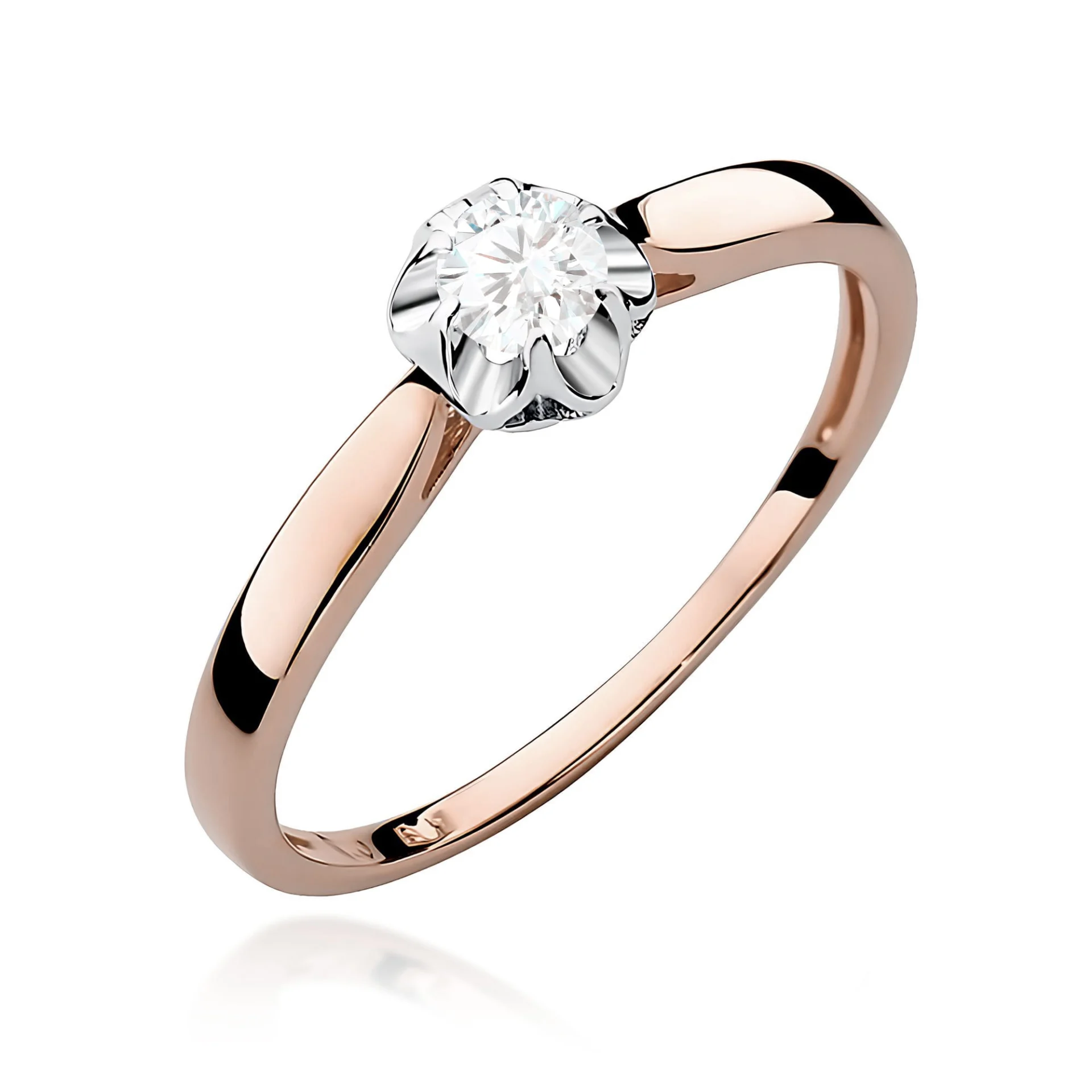 Pierścionek W0062 - Złoto Różowe, 585, Diament