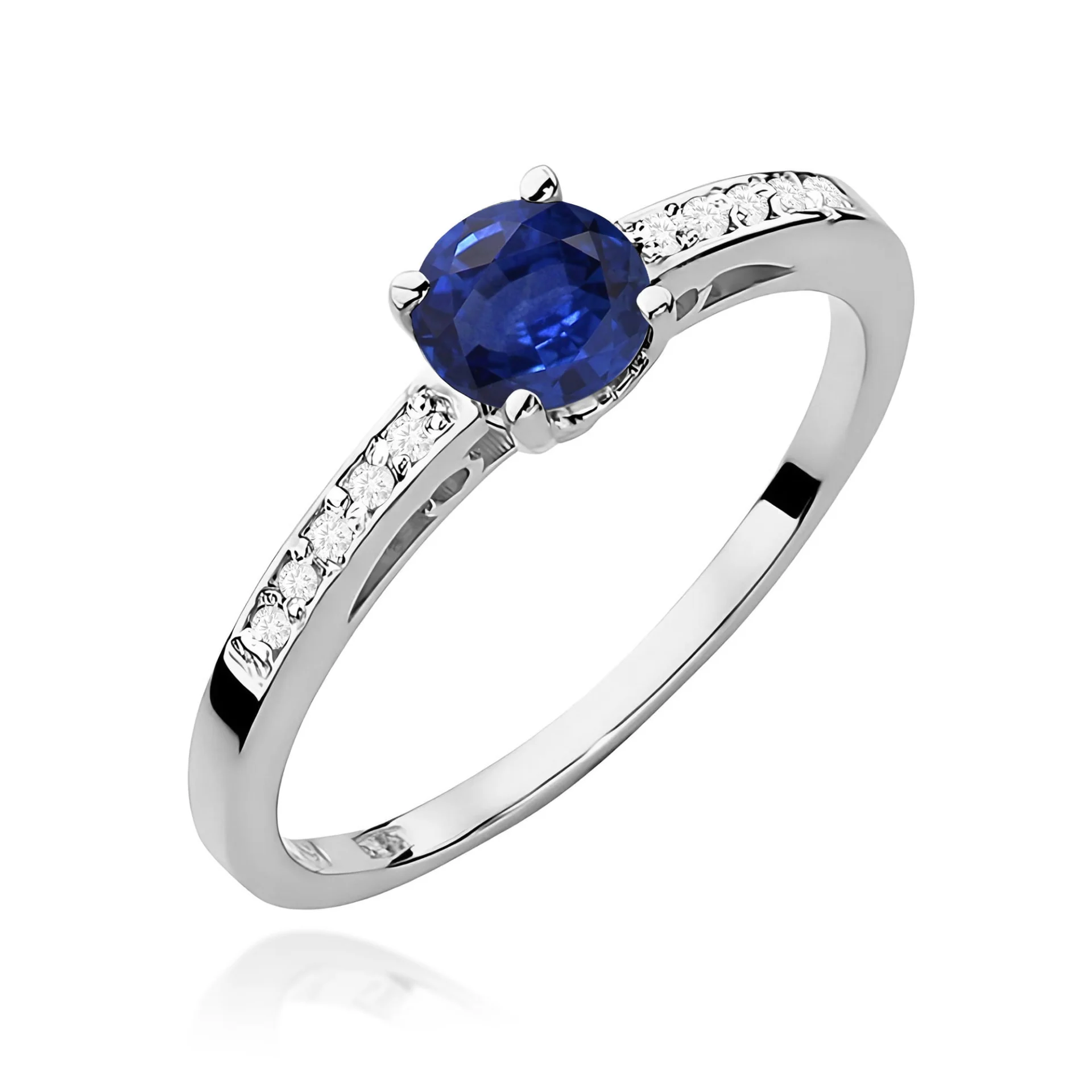 Pierścionek W0066 - Złoto Białe, 585, Szafir