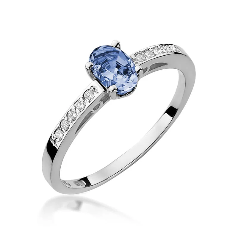 Pierścionek W0067 - Złoto Białe, 585, Tanzanit