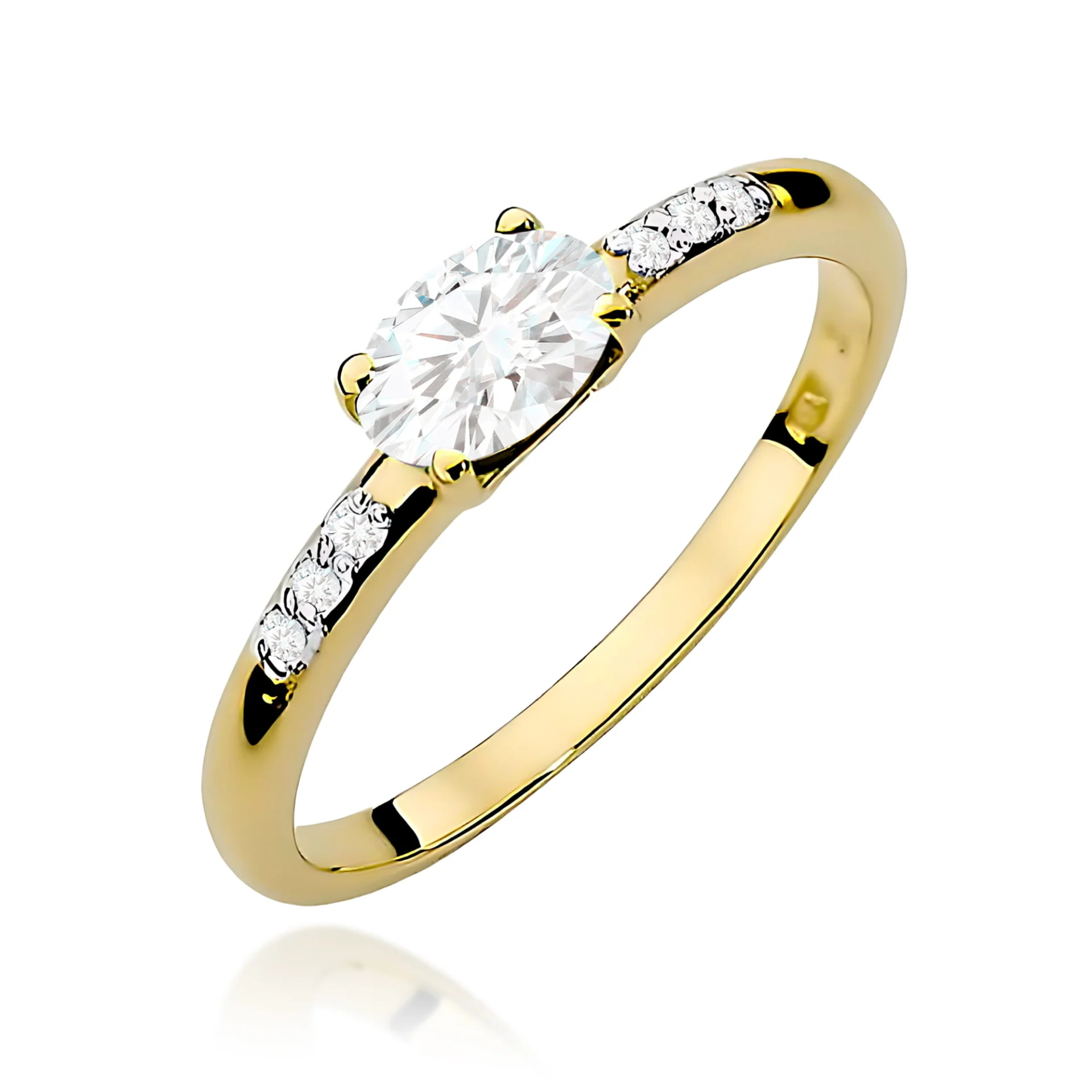 Pierścionek W0077 - Złoto Żółte, 585, Diament Laboratoryjny
