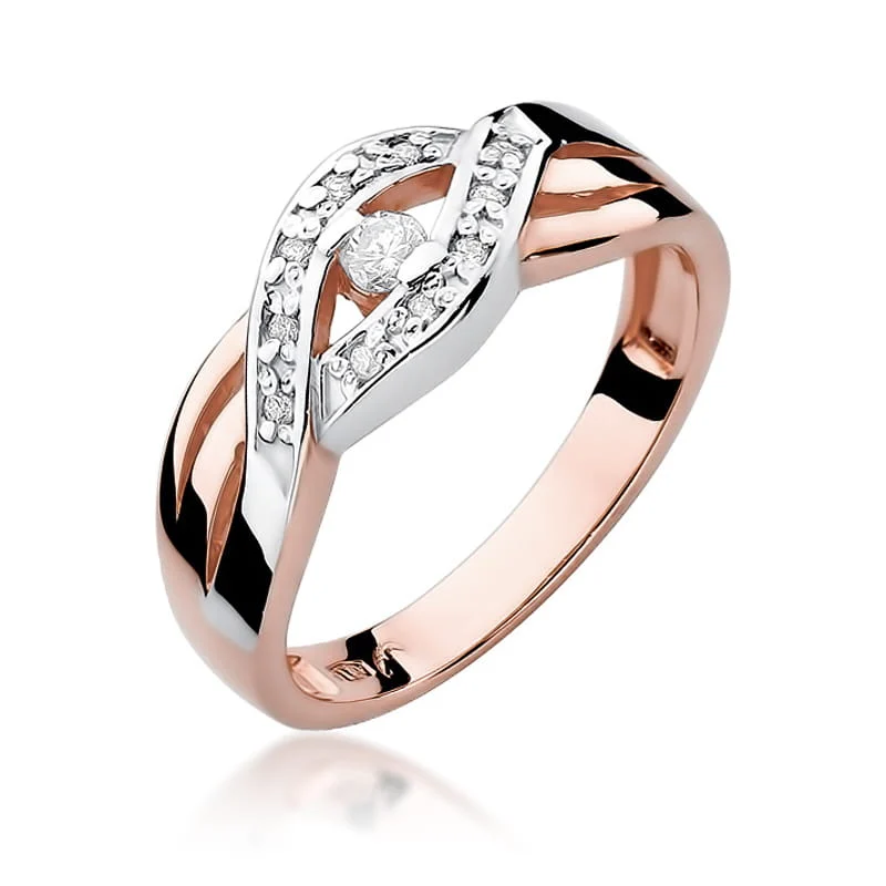 Pierścionek W0083 - Złoto Różowe, 585, Diament