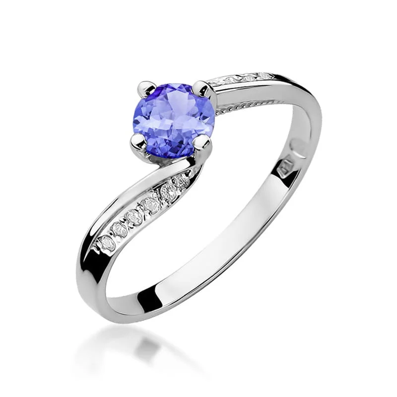 Pierścionek W0084 - Złoto Białe, 585, Tanzanit