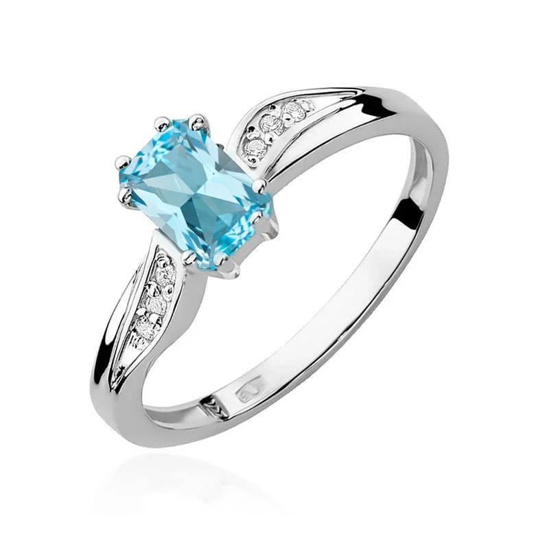 Pierścionek W0094 - Złoto Białe, 585, Topaz