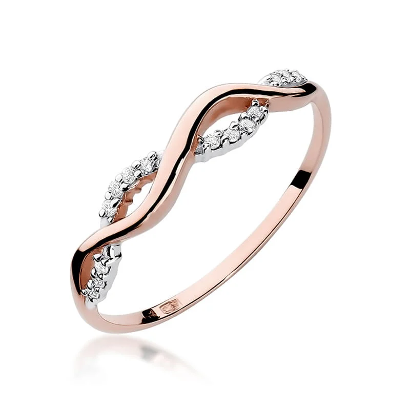 Pierścionek W0096 - Złoto Różowe, 585, Diament