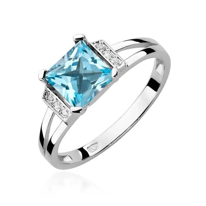 Pierścionek W0103 - Złoto Białe, 585, Topaz