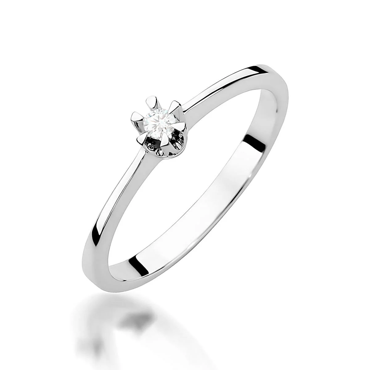 Pierścionek W0111 - Złoto Białe, 585, Diament, 0.04ct
