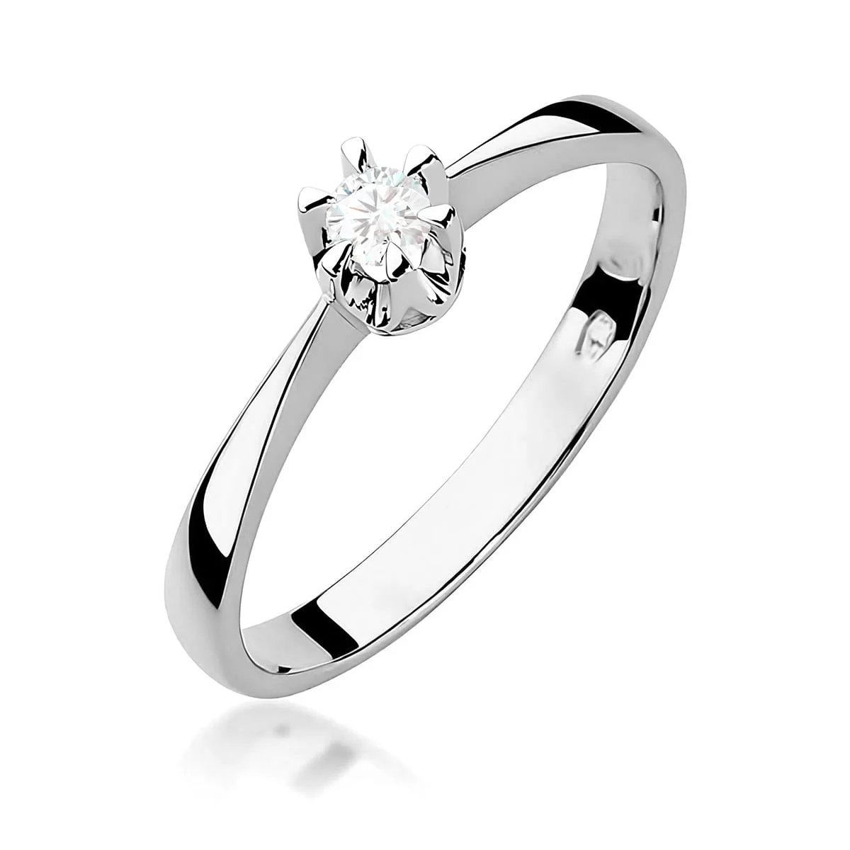 Pierścionek W0111 - Złoto Białe, 585, Diament, 0.08ct