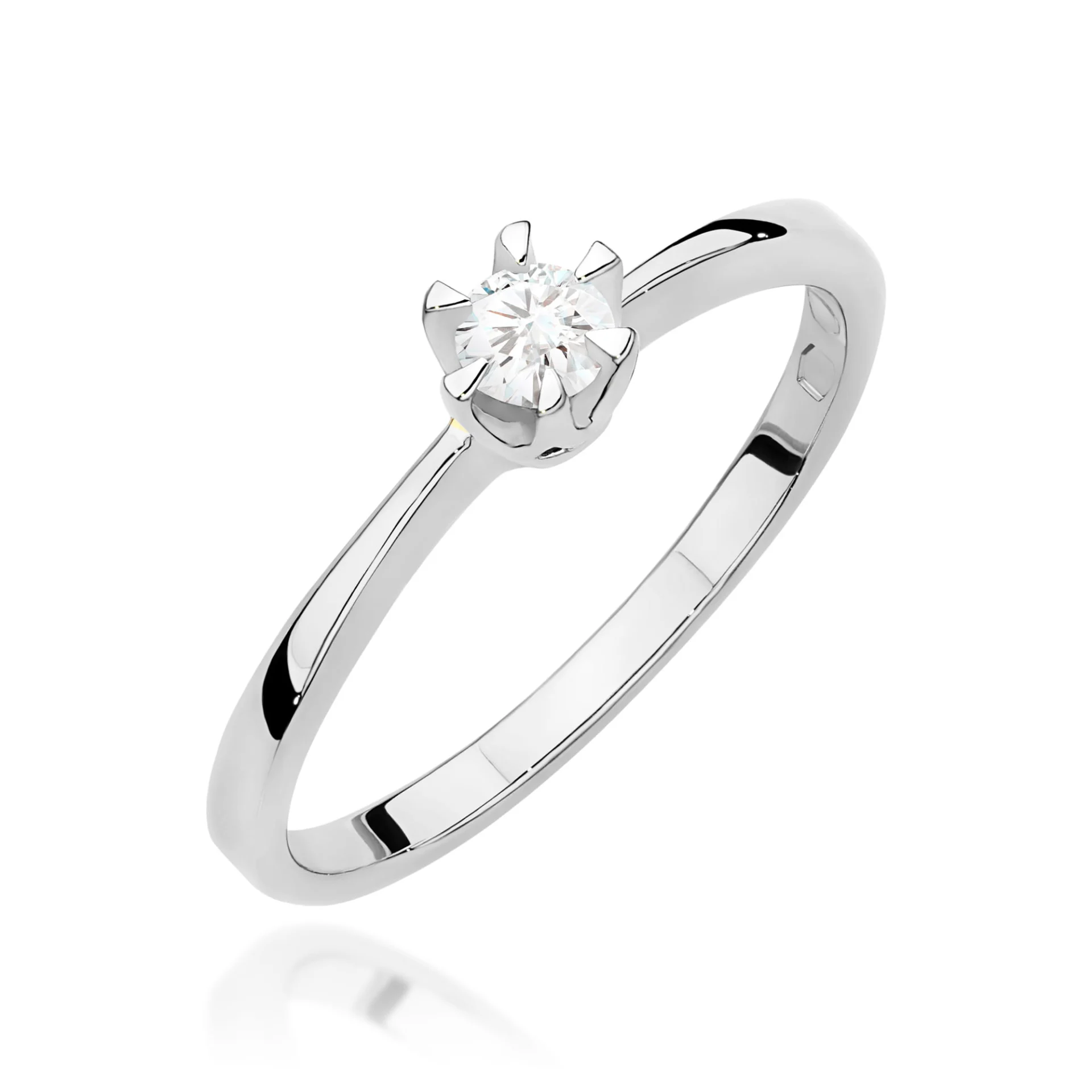 Pierścionek W0111 - Złoto Białe, 585, Diament, 0.15ct