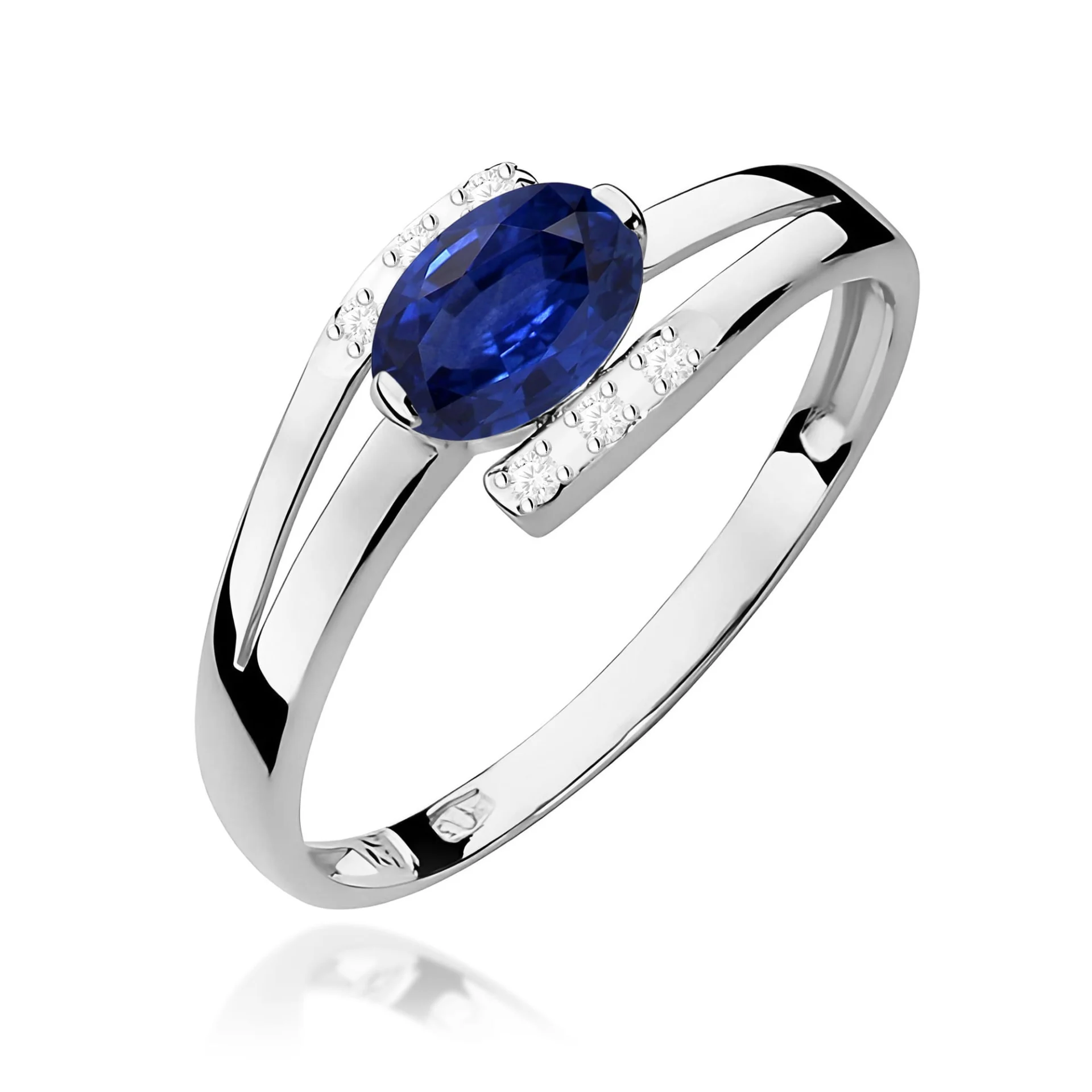Pierścionek W0119 - Złoto Białe, 585, Szafir