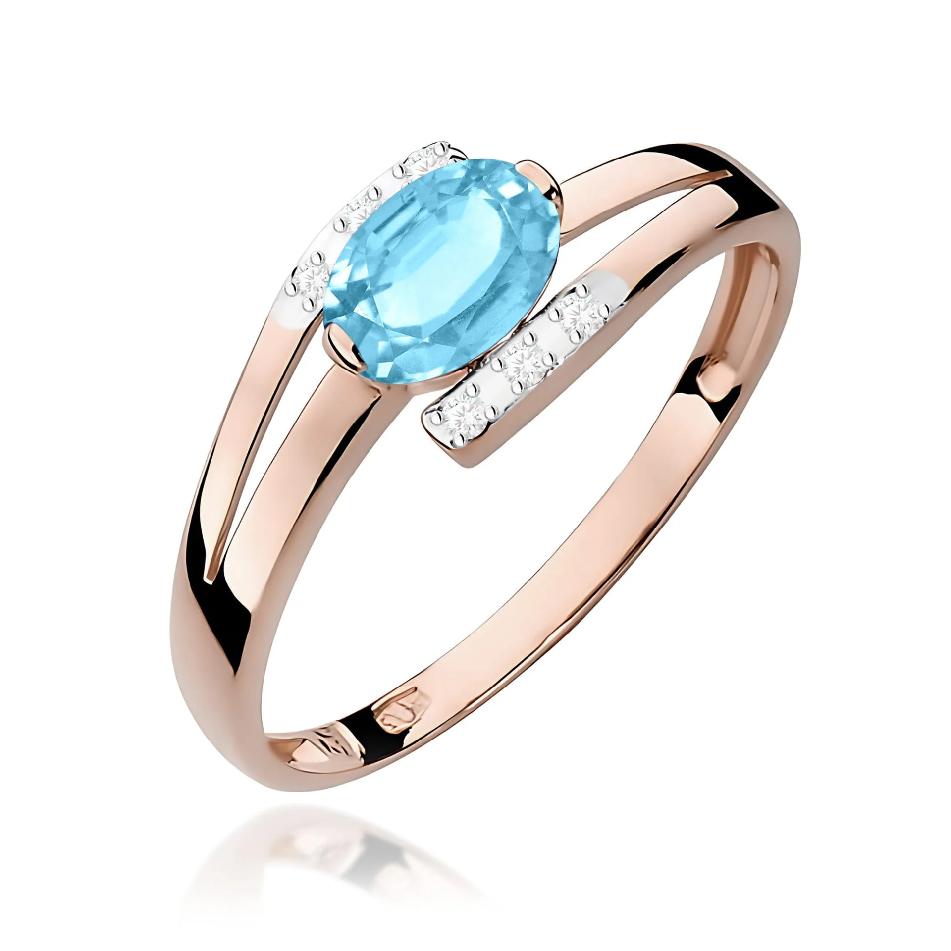 Pierścionek W0119 - Złoto Różowe, 585, Topaz