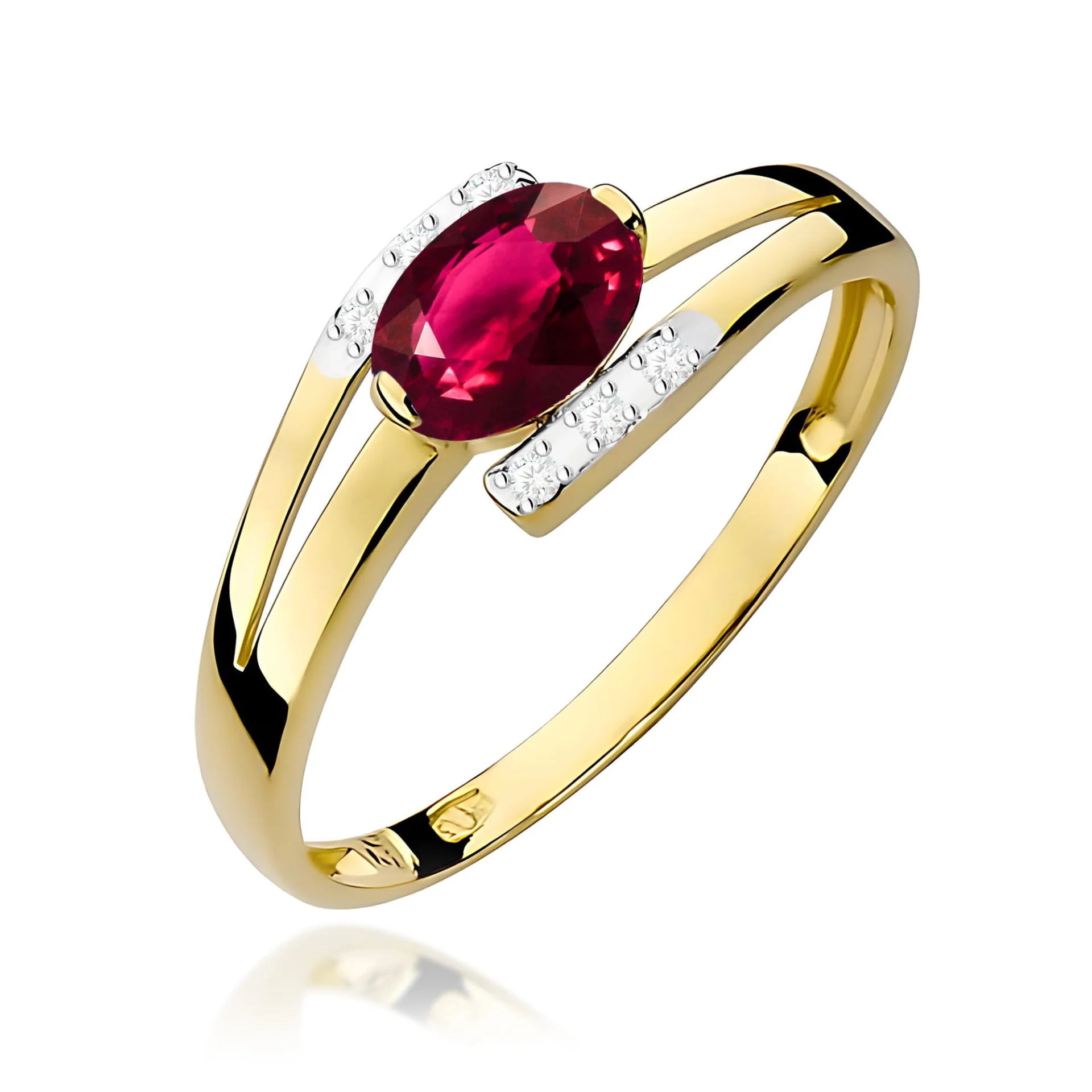 Pierścionek W0119 - Złoto Żółte, 585, Rodolit