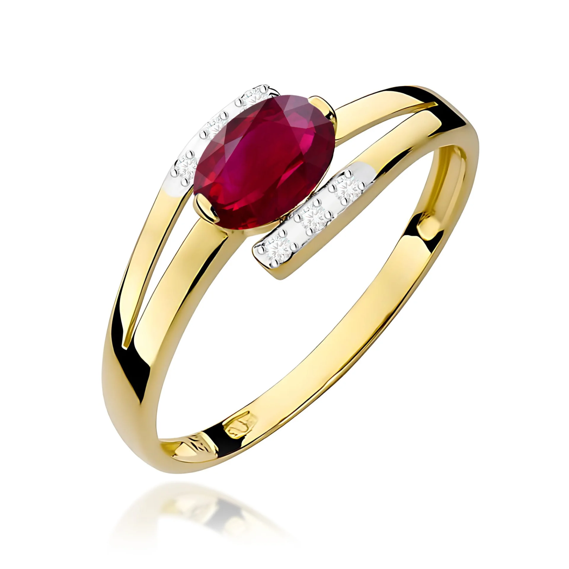 Pierścionek W0119 - Złoto Żółte, 585, Rubin