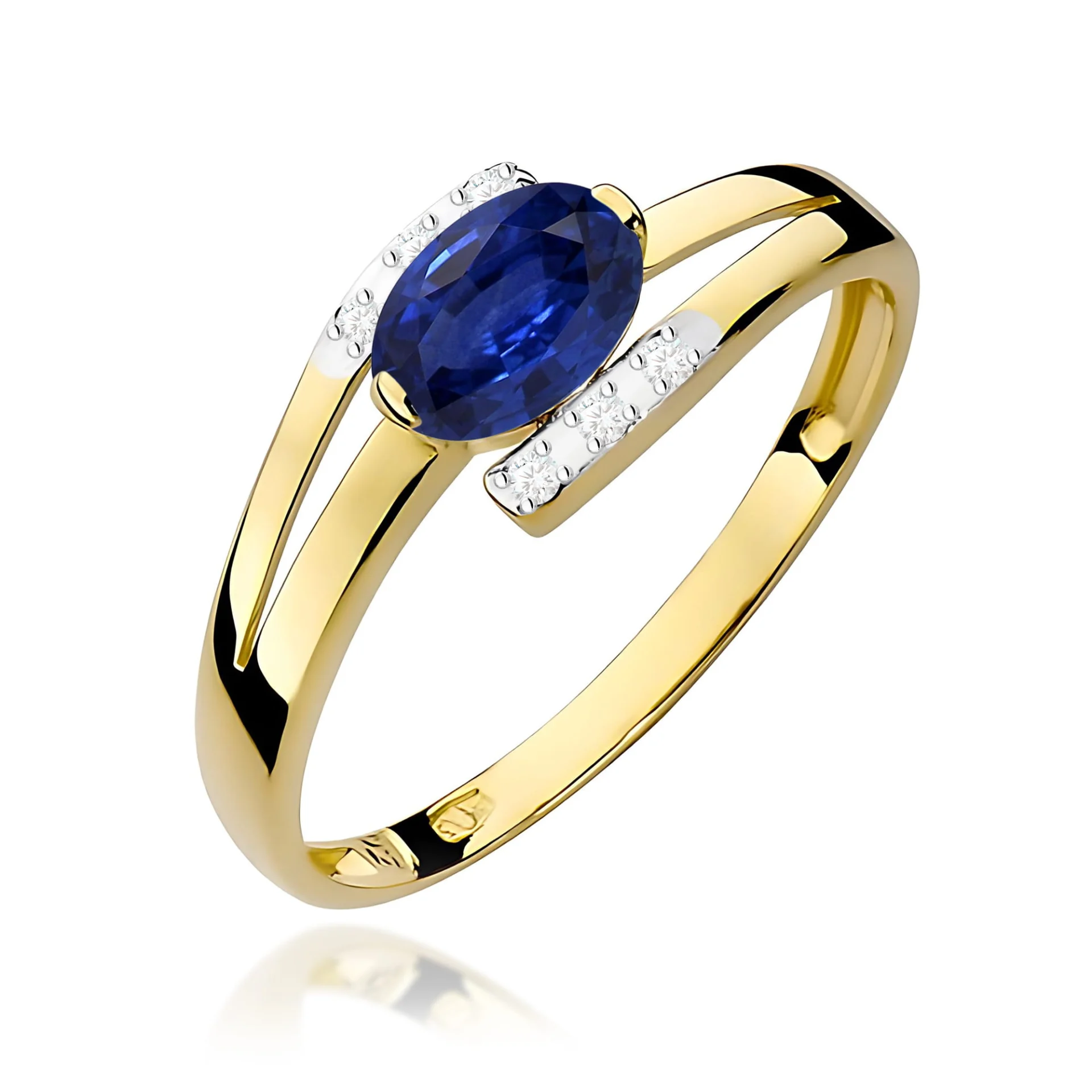 Pierścionek W0119 - Złoto Żółte, 585, Szafir