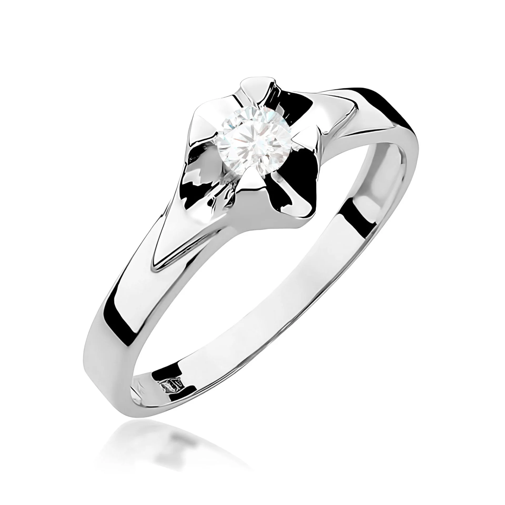 Pierścionek W0155 - Złoto Białe, 585, Diament, 0.20ct