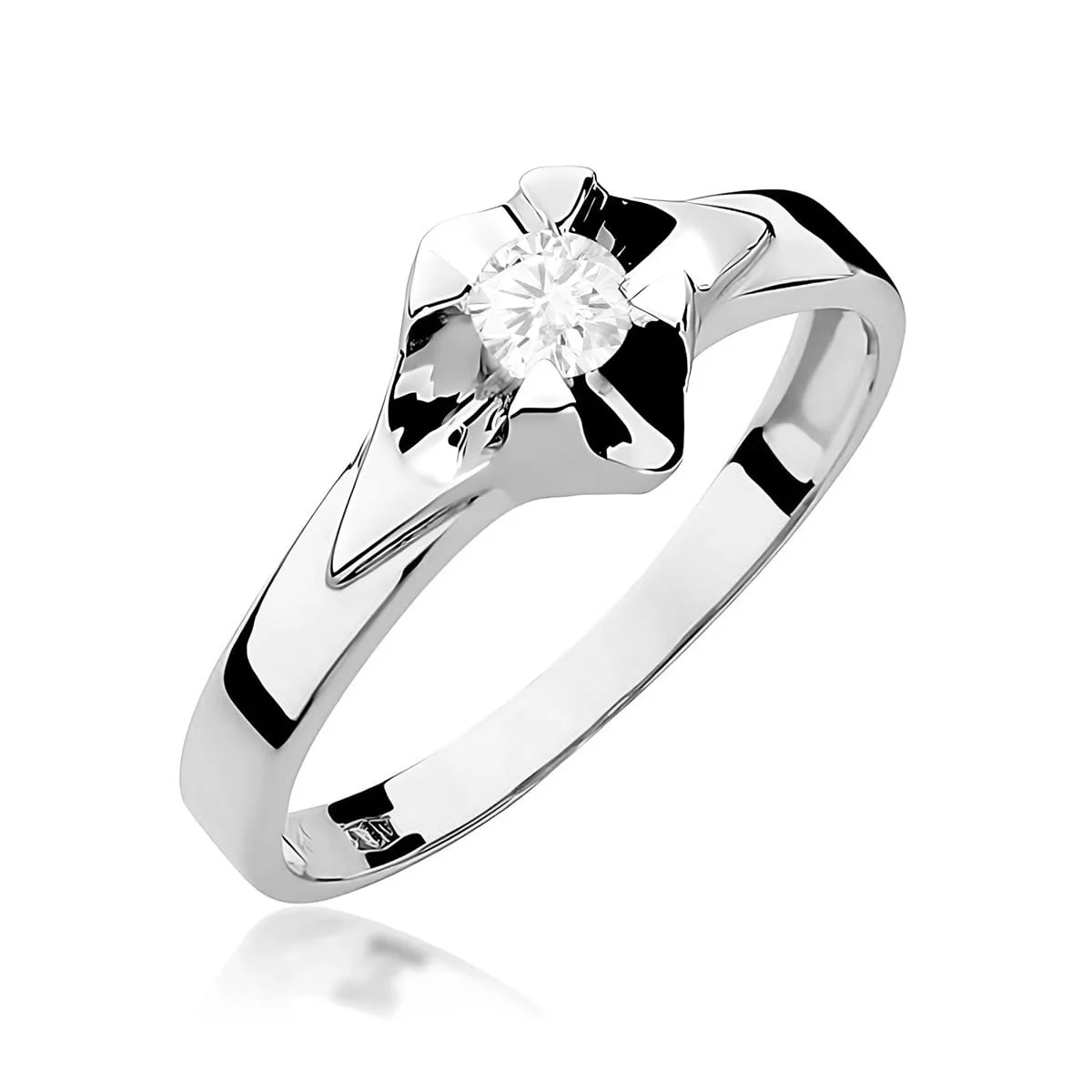 Pierścionek W0155 - Złoto Białe, 585, Diament Laboratoryjny, 0.20ct
