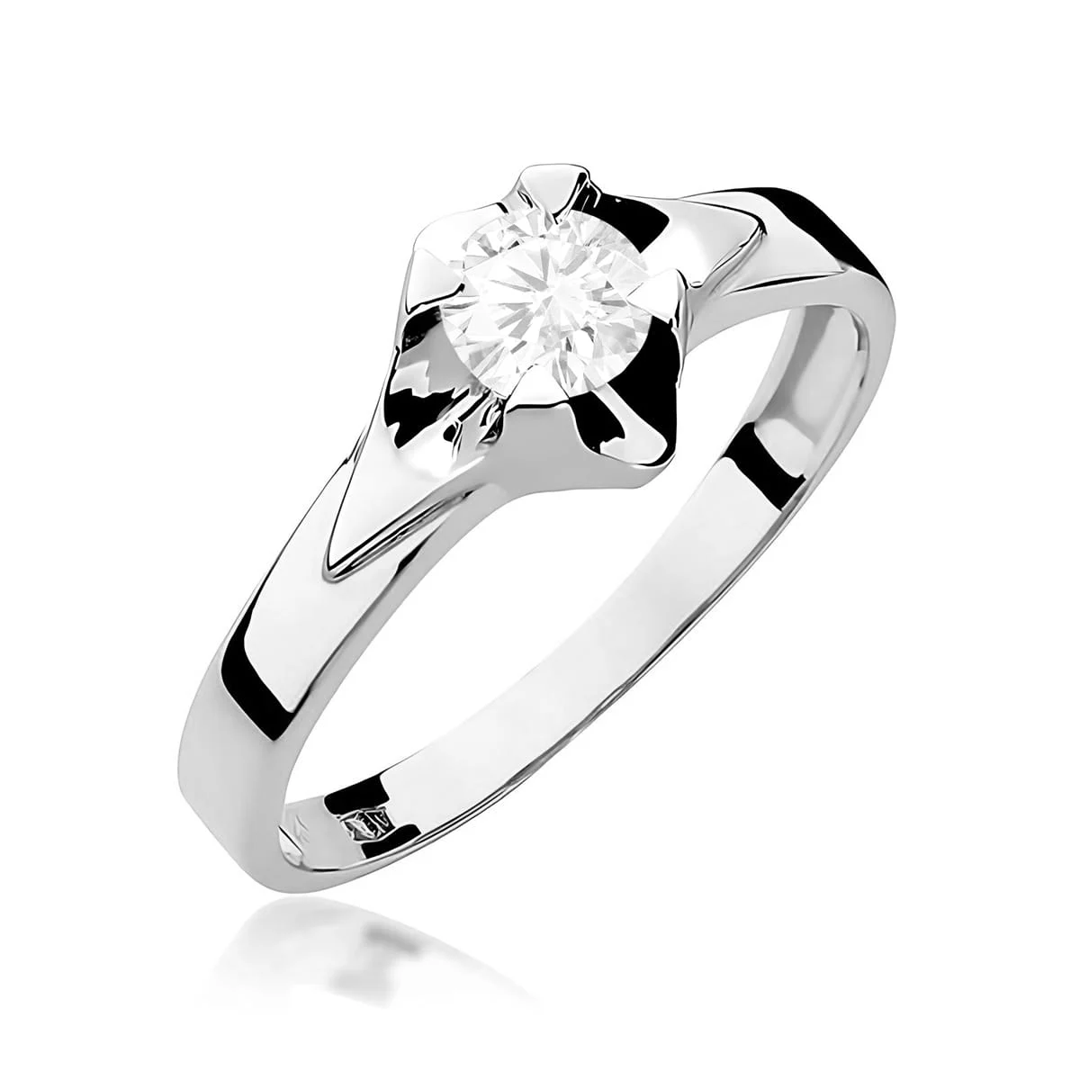 Pierścionek W0155 - Złoto Białe, 585, Diament Laboratoryjny, 0.50ct