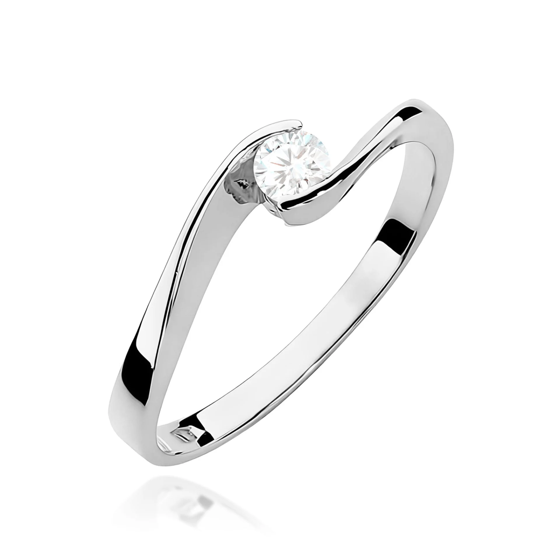 Pierścionek W0160 - Złoto Białe, 585, Diament