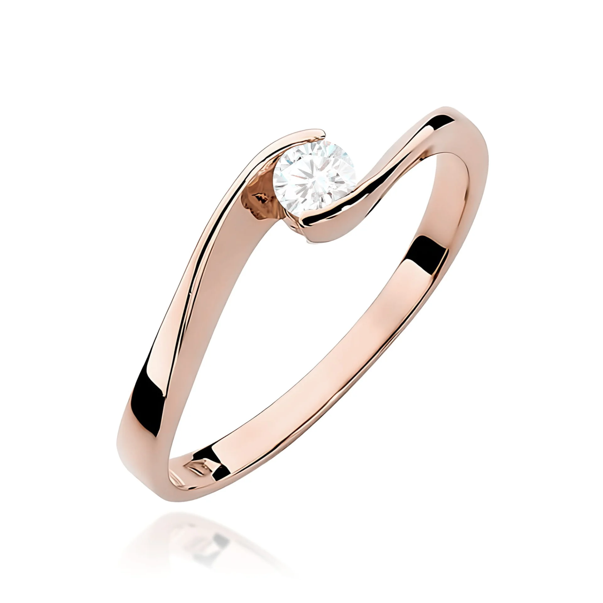 Pierścionek W0160 - Złoto Różowe, 585, Diament