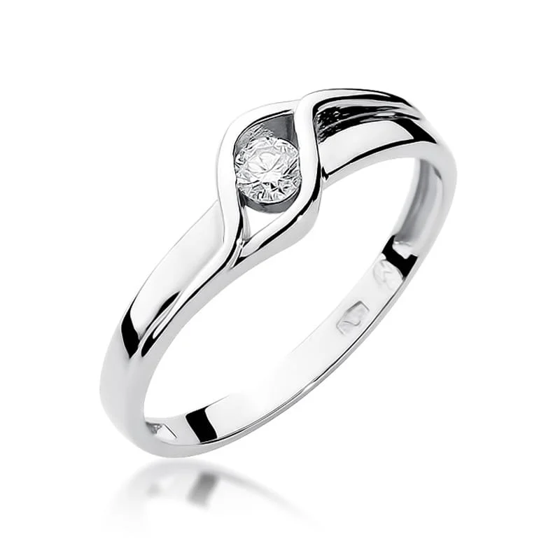 Pierścionek W0178 - Złoto Białe, 585, Diament, 0.10ct