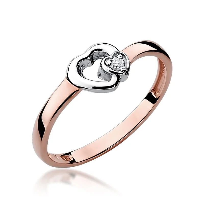 Pierścionek W0188 - Złoto Różowe, 585, Diament