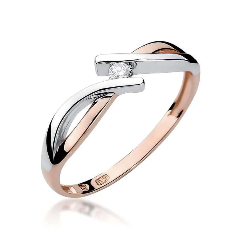 Pierścionek W0191 - Złoto Różowe, 585, Diament, 0.04ct