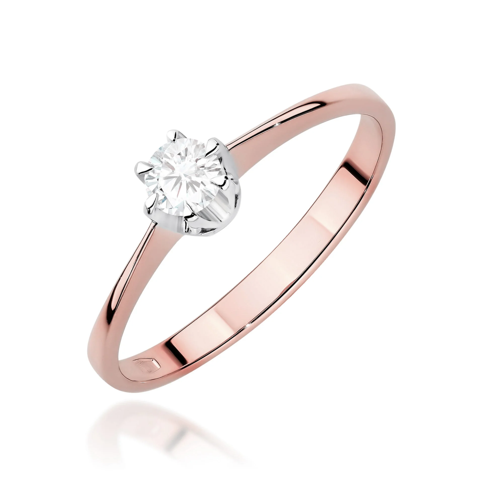Pierścionek W0220 - Złoto Różowe, 585, Diament Laboratoryjny, 0.20ct