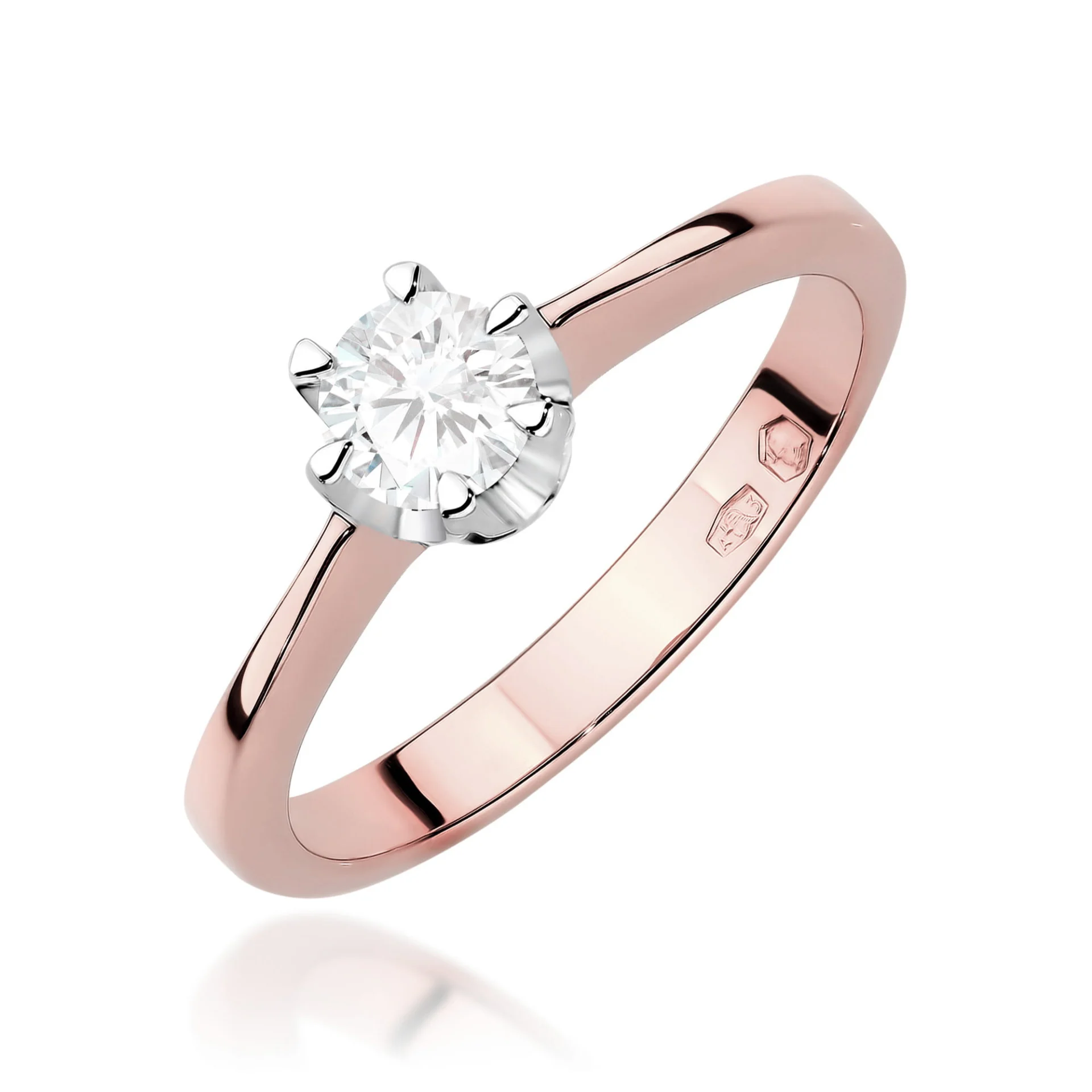 Pierścionek W0220B - Złoto Różowe, 585, Diament Laboratoryjny, 0.30ct