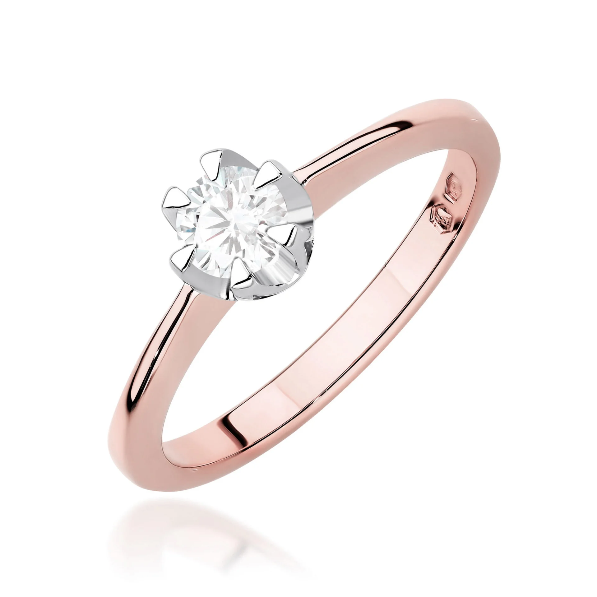 Pierścionek W0220 - Złoto Różowe, 585, Diament Laboratoryjny, 0.40ct